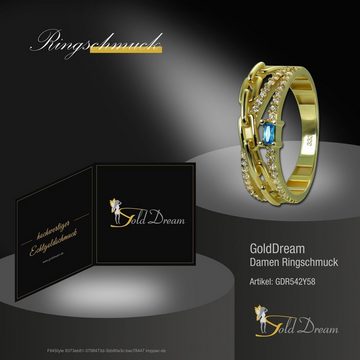 GoldDream Goldring GoldDream Gold Ring Glamour Gr.58 (Fingerring), Damen Ring Glamour, 58 (18,5), 333 Gelbgold - 8 Karat, gold, hellblau