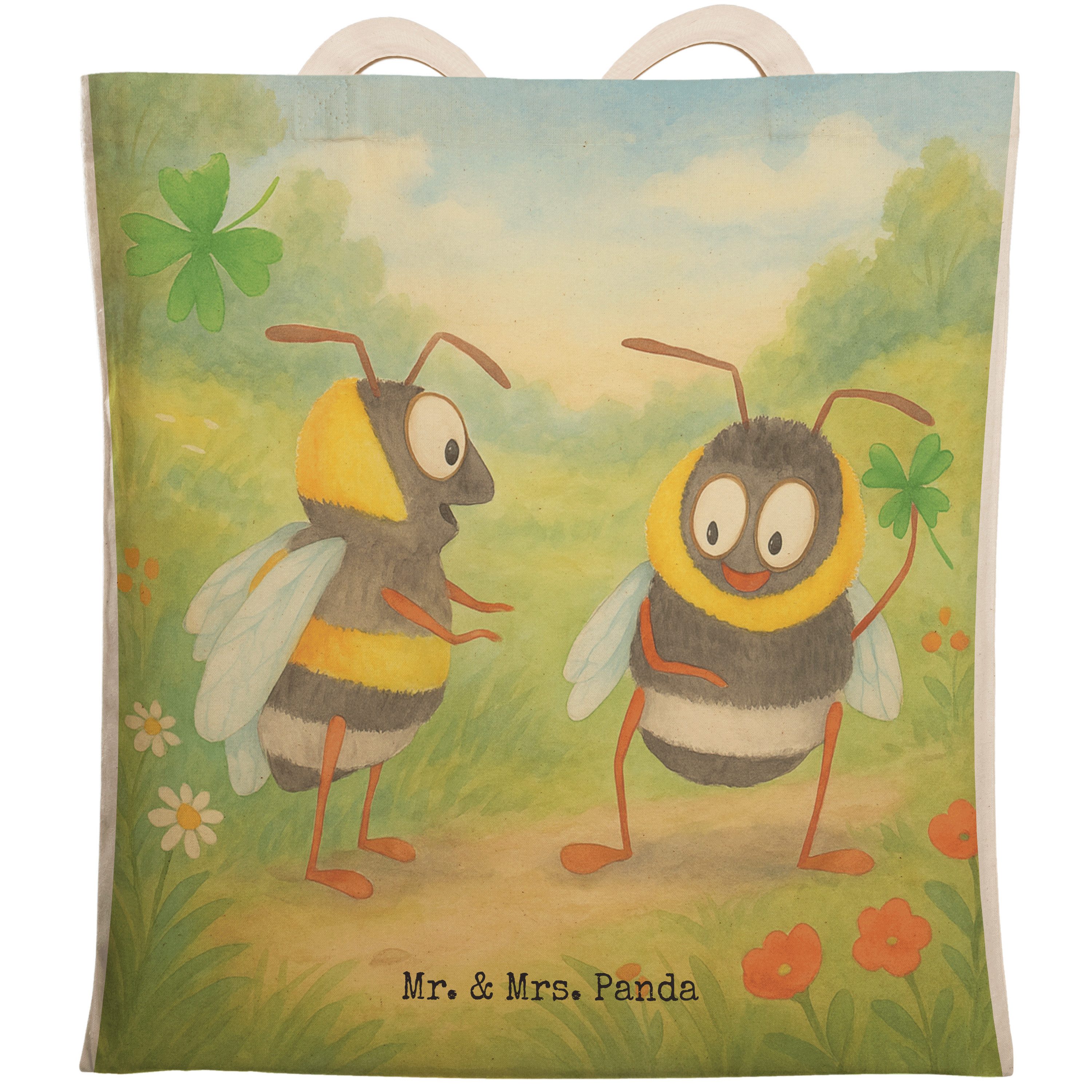 Tragetasche Bienen Paar Design, Einkaufstasche, Weiß, Geschenk für Freundin, Vale