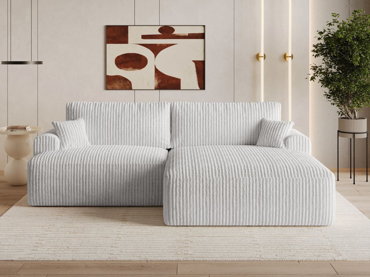 GrainGold Ecksofa L-Form Serene L, Set, Schlaffunktion, Wellenfedern, Freistehende, Bettkasten, DL-Mechanismus
