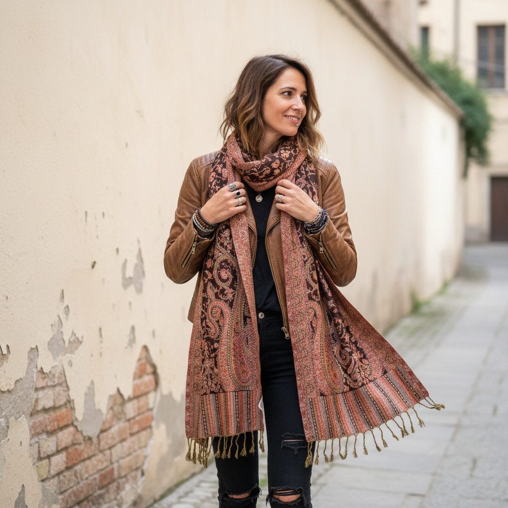 Guru-Shop Halstuch Indischer Schal, Stola mit Paisley Muster,..