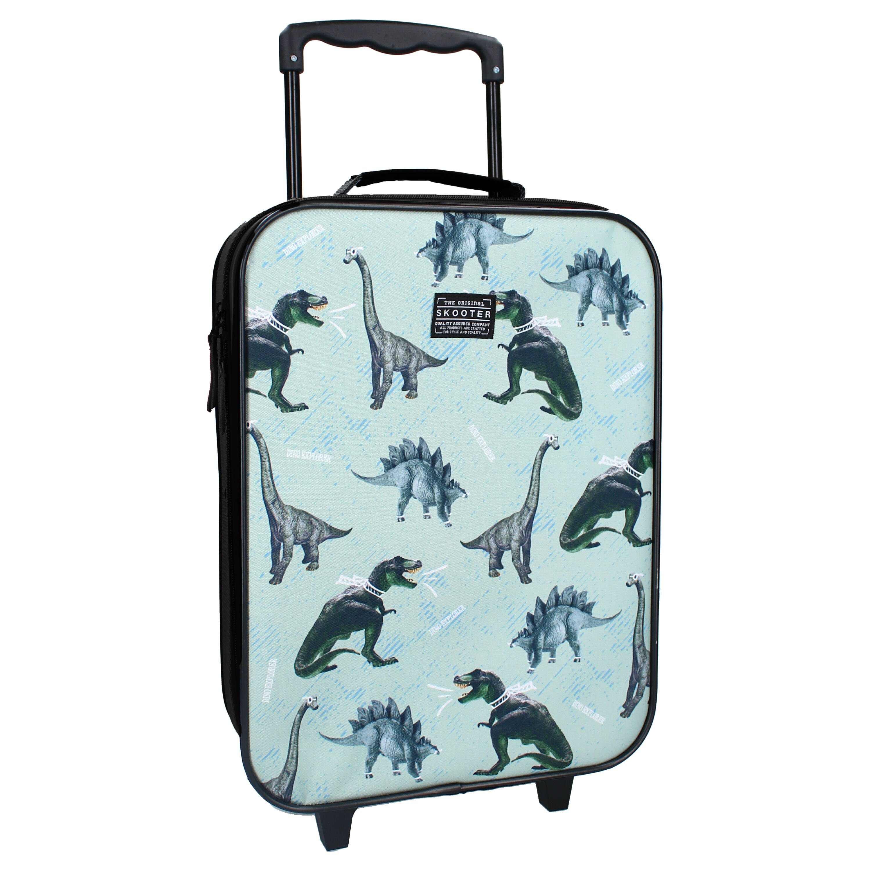 Vadobag Kinderkoffer Dino Dinosaurier Trolley Kindertrolley, 2 Rollen, Rundumöffnung, Spanngurt
