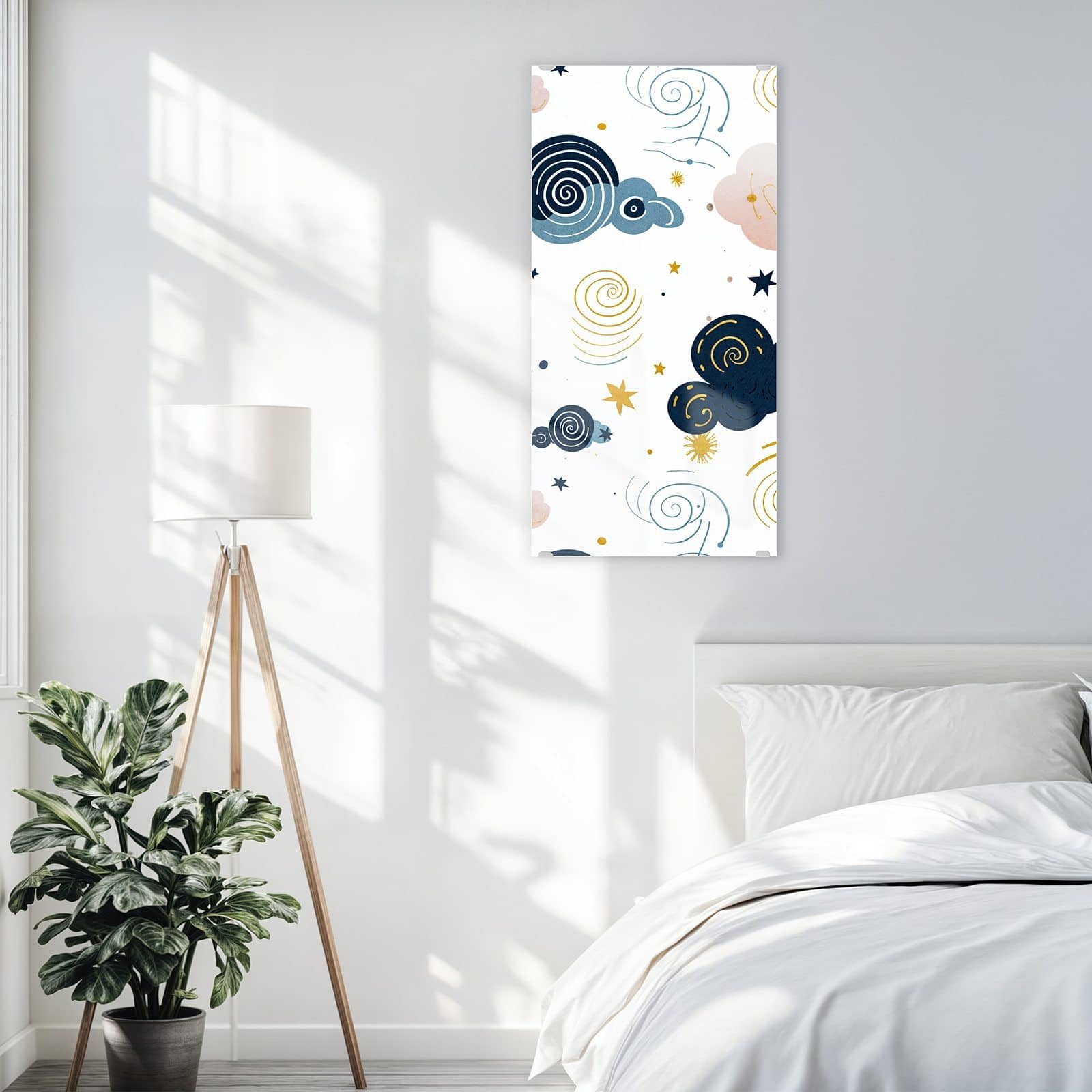 Primedeco Glasbild Wandbild Wirbelwolken Design mit Aufhängung, Muster (21 verschiedene Größen, 1 St), Elegante Aufhängung