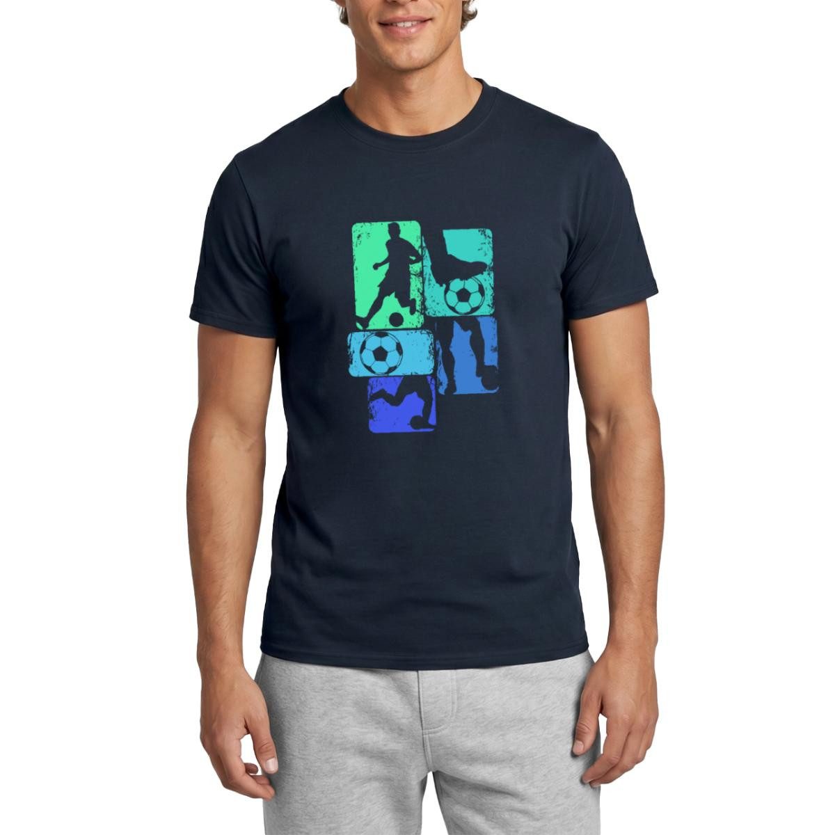 Spreadshirt T-Shirt Fußballspieler Silhouetten Mit Bällen Für Papa Männer T-Shirt (1-tlg)