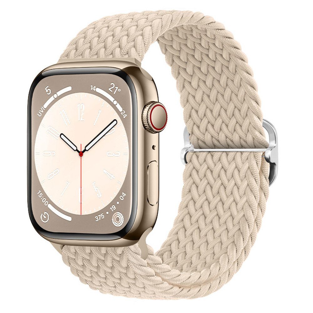 XDeer Uhrenarmband Nylon Loop Armband für Apple Watch Armband 38/40/41mm und 42/44/45mm, elastisches Stoff Geflochtenes Sport Band für iWatch Series 7 beige