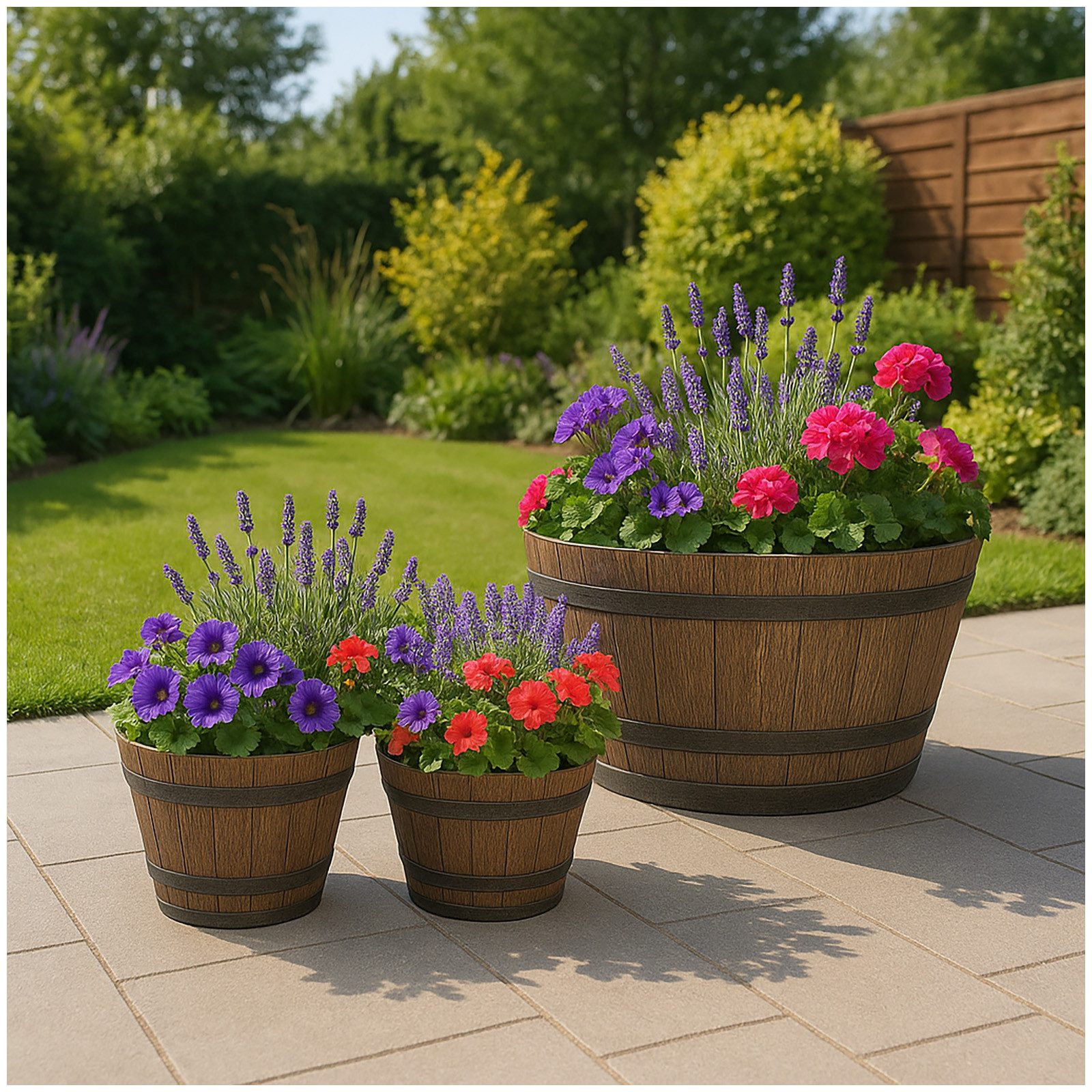 HTI-Living Pflanzkübel Blumenkübel Nessa Holzoptik 3er-Set (Set, 3 St., 3 Blumenkübel in verschiedenen Größen), Pflanzschale Kunststoff