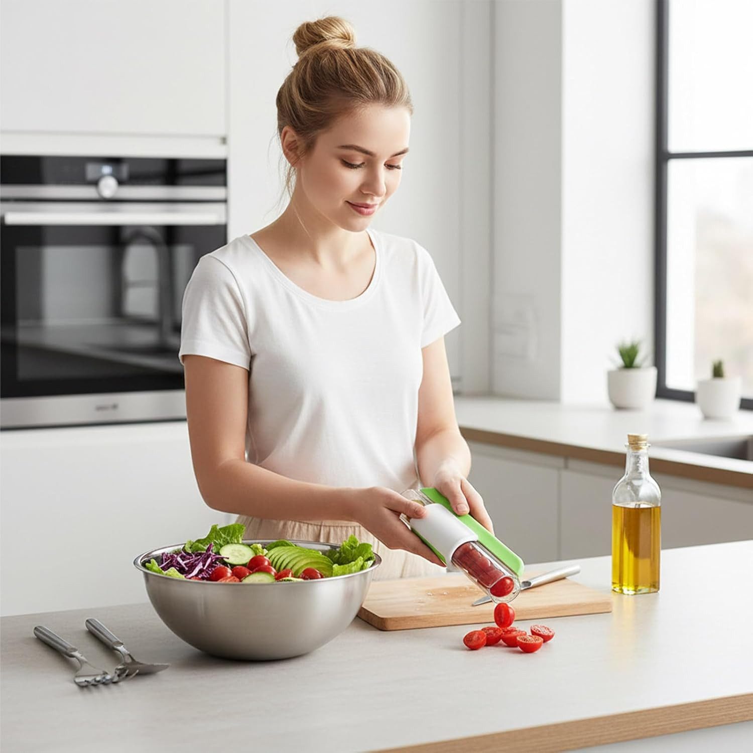 FELIXLEO Gemüseschneider Obstschneider Traubenschneider Tomatenschneider Gemüsehobel – Bild 4 von 5