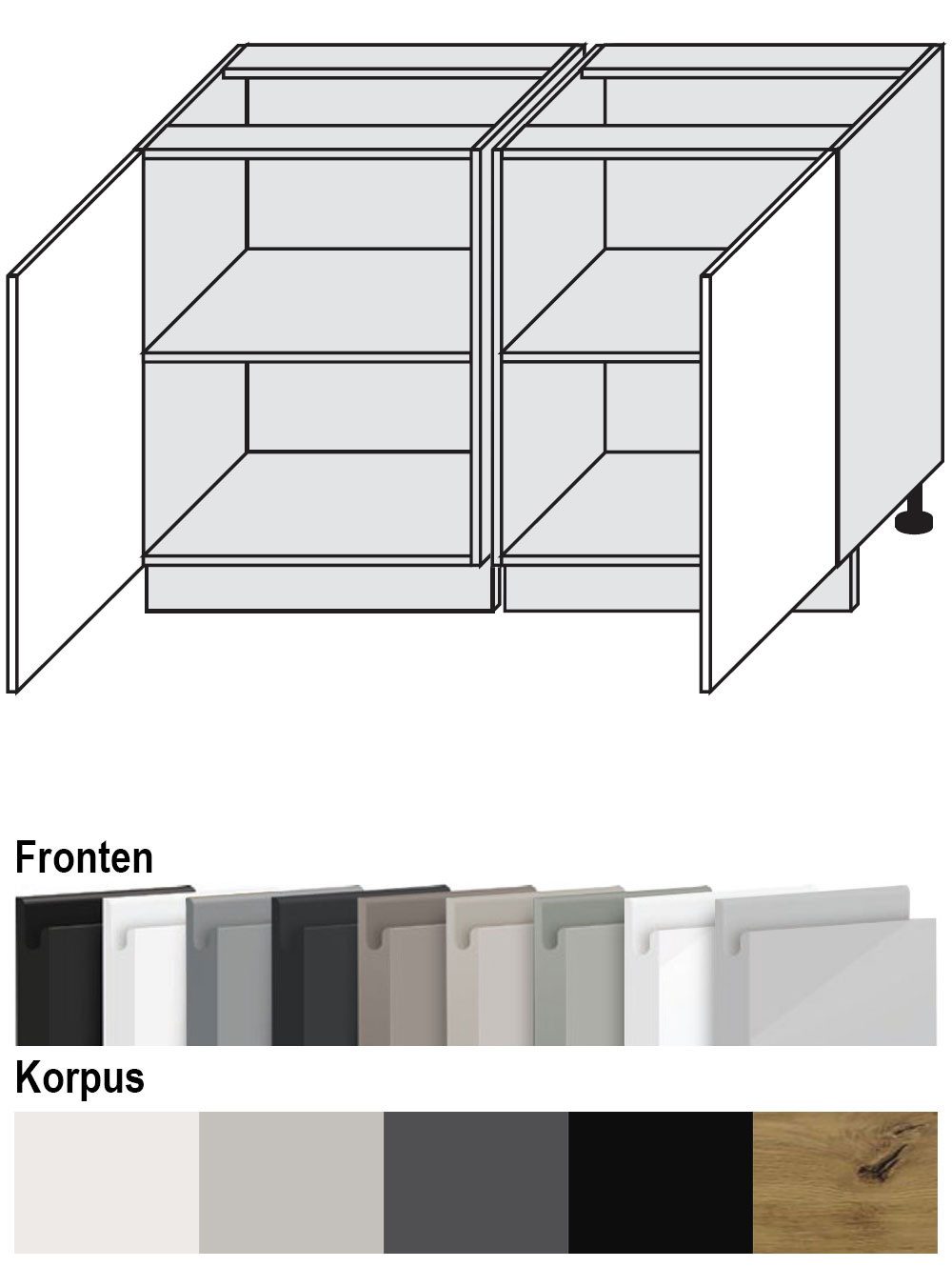 Feldmann-Wohnen Unterschrank Avellino (D1D/60, 1-türiger Unterschrank mit 1 Einlegeboden, 1-St., moderne Optik, Acrylfronten, Griffmulden) 60x50x82cm grifflos weiß - weiß Acryl Hochglanz (AV-D1D/60)