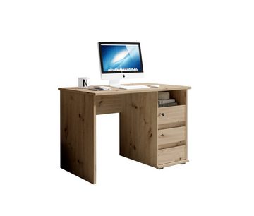 PREISBRECHER Schreibtisch Flinn, in Eiche Artisan mit 3 Schubladen. Abmessungen (BxHxT) 110x75x65 cm