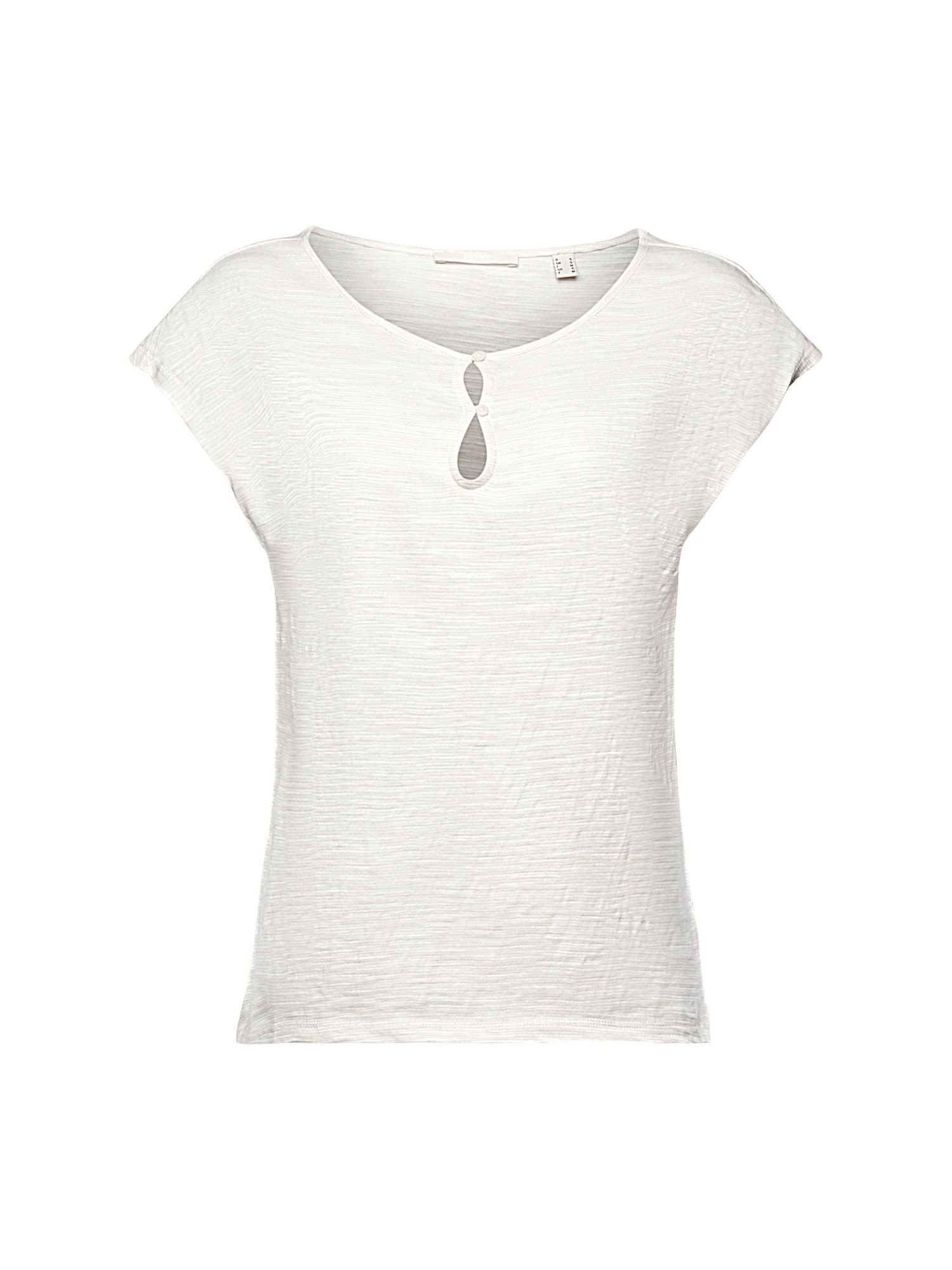 Esprit WHITE T-Shirt OFF by T-Shirt Schlüsselloch-Ausschnitt edc (1-tlg) mit