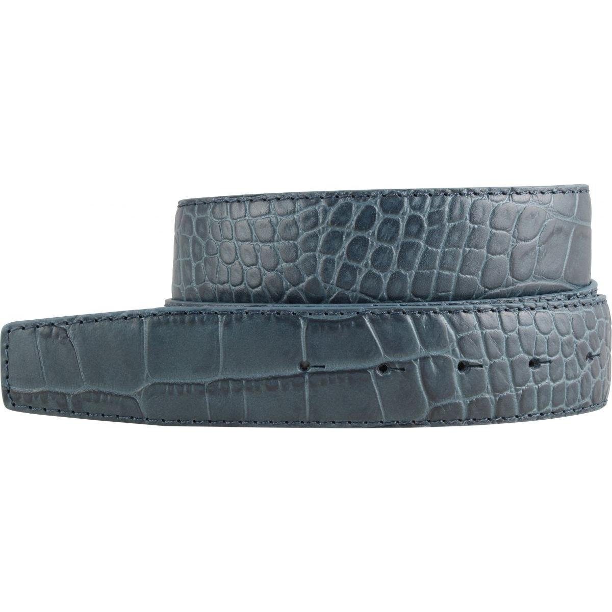Ledergürtel Gürtel mit Krokoprägung ohne Schnalle 4 cm - Leder-Gürtel für Damen He
