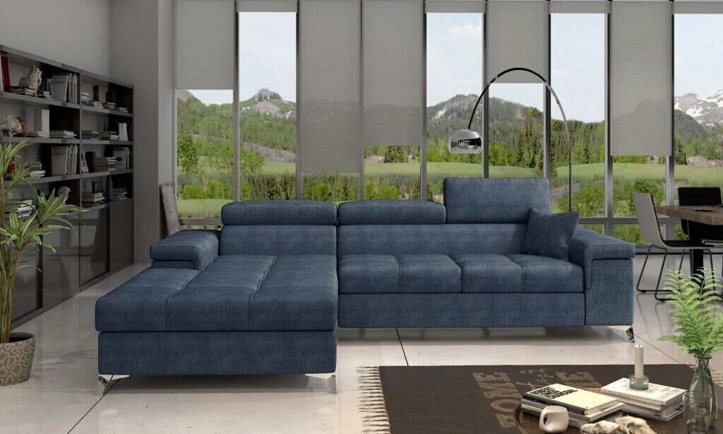 JVmoebel Ecksofa, L-Form Couch Wohnlandschaft Ecksofa Modern Design Sofa Stoff Blau