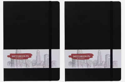 Spectrum Notizbuch 2 Stück Skizzenbuch Sketchbook Notizbuch A4 schwarz 50 Blatt