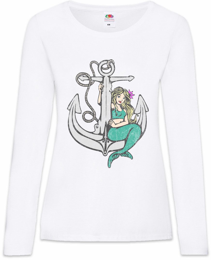 Langarmshirt Mermaid Anchor Damen Langarmshirt Sailor Segler Seemann Tattoo