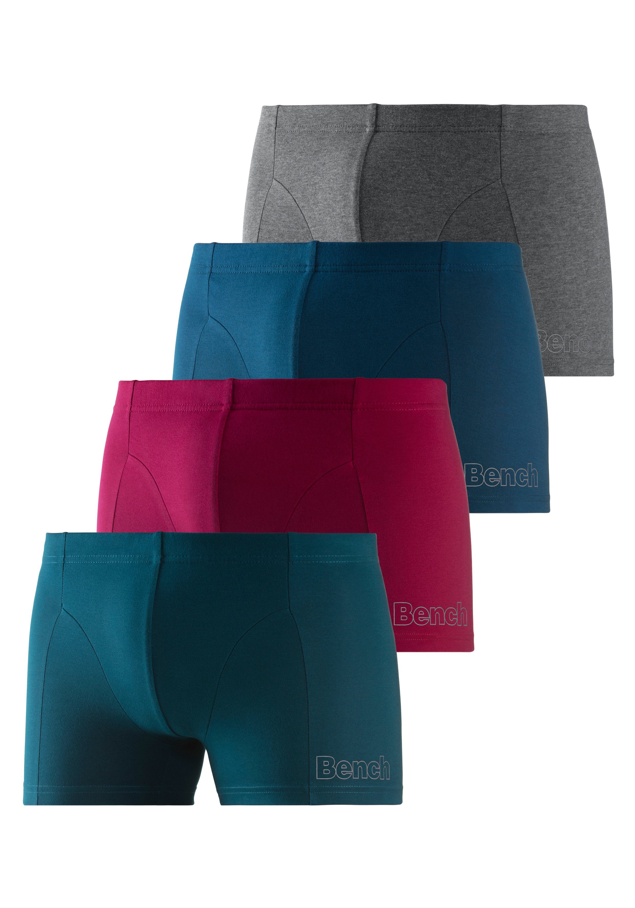 Bench. Boxer (Packung, 4-St) Logodruck der mit kleinem in blau, Dose Bein auf petrol, dem bordeaux anthrazit-meliert