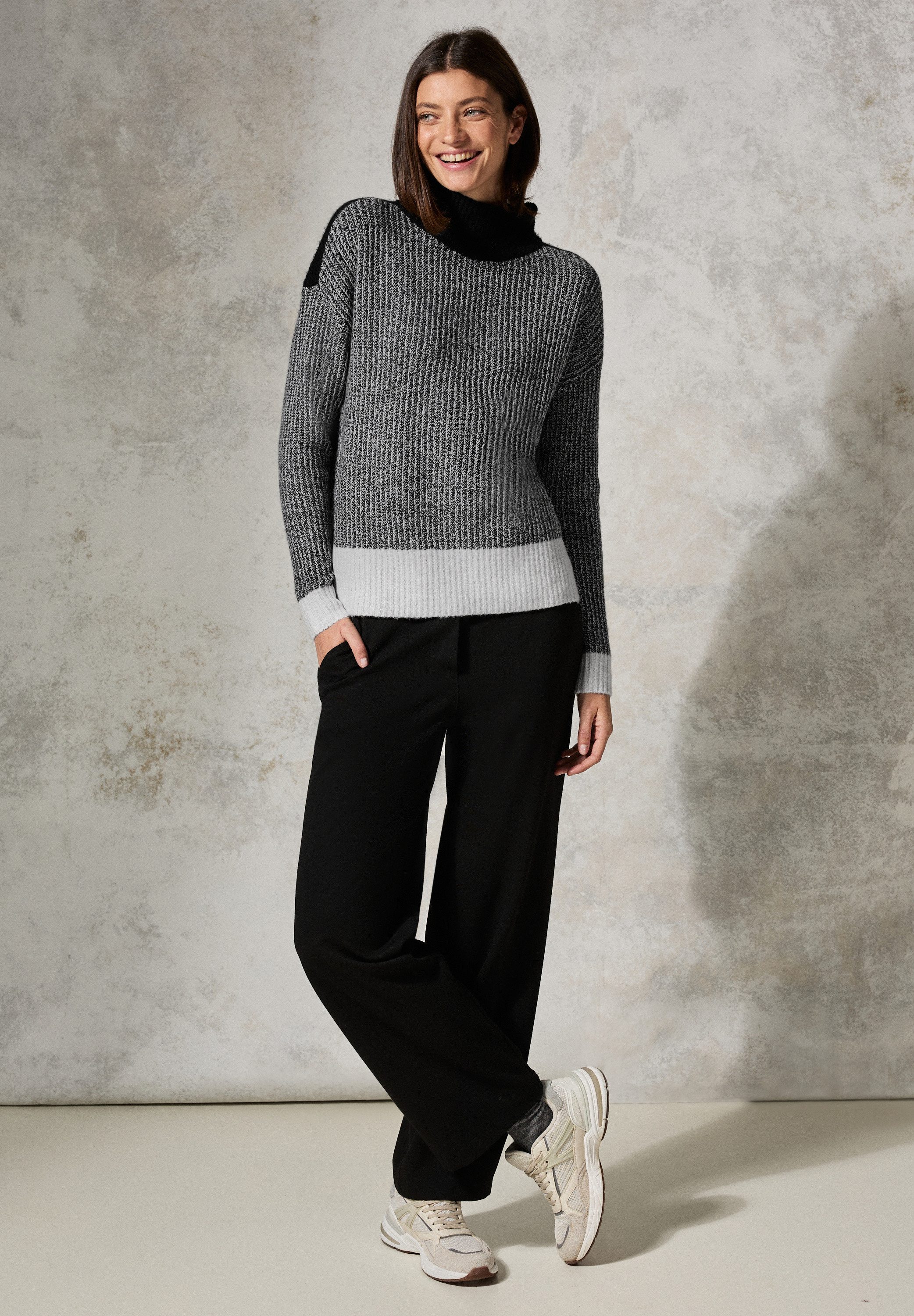 CECIL Rollkragenpullover im Melange Look