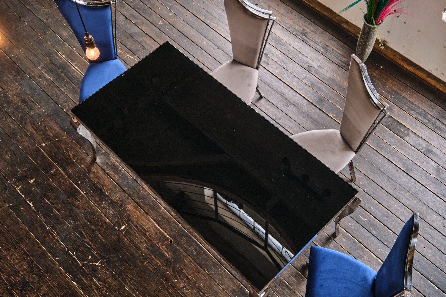 KAWOLA Esstisch AMARA, Tisch Glastisch Barock, Gestell Edelstahl, 200x100cm