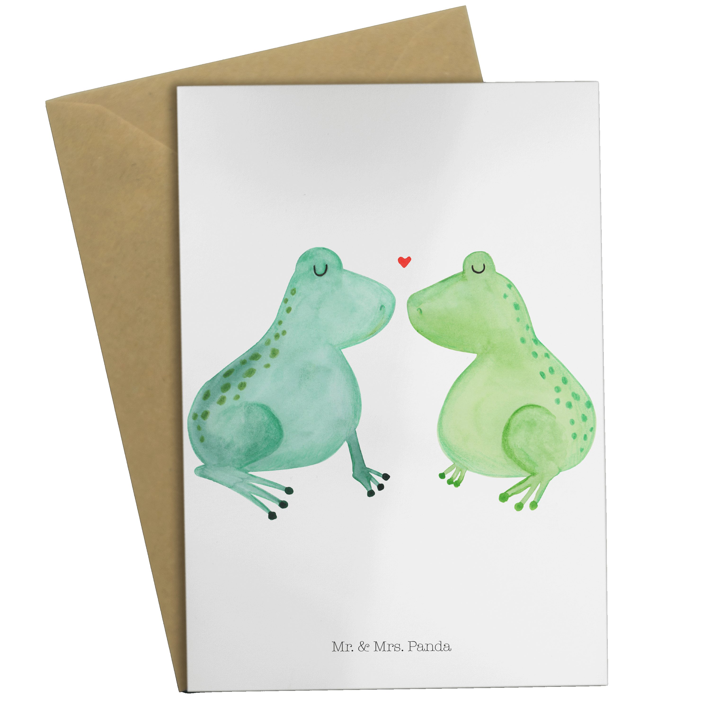Mr. & Mrs. Panda Grußkarte Frosch Liebe - Weiß - Geschenk, Geburtstagskarte, Verlobt, Traumprinz