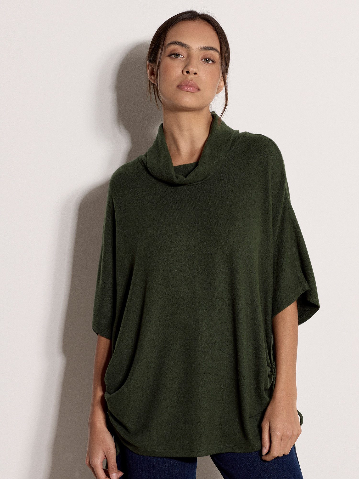 Apricot Fledermausshirt Oversize-Oberteil mit Rollkragen