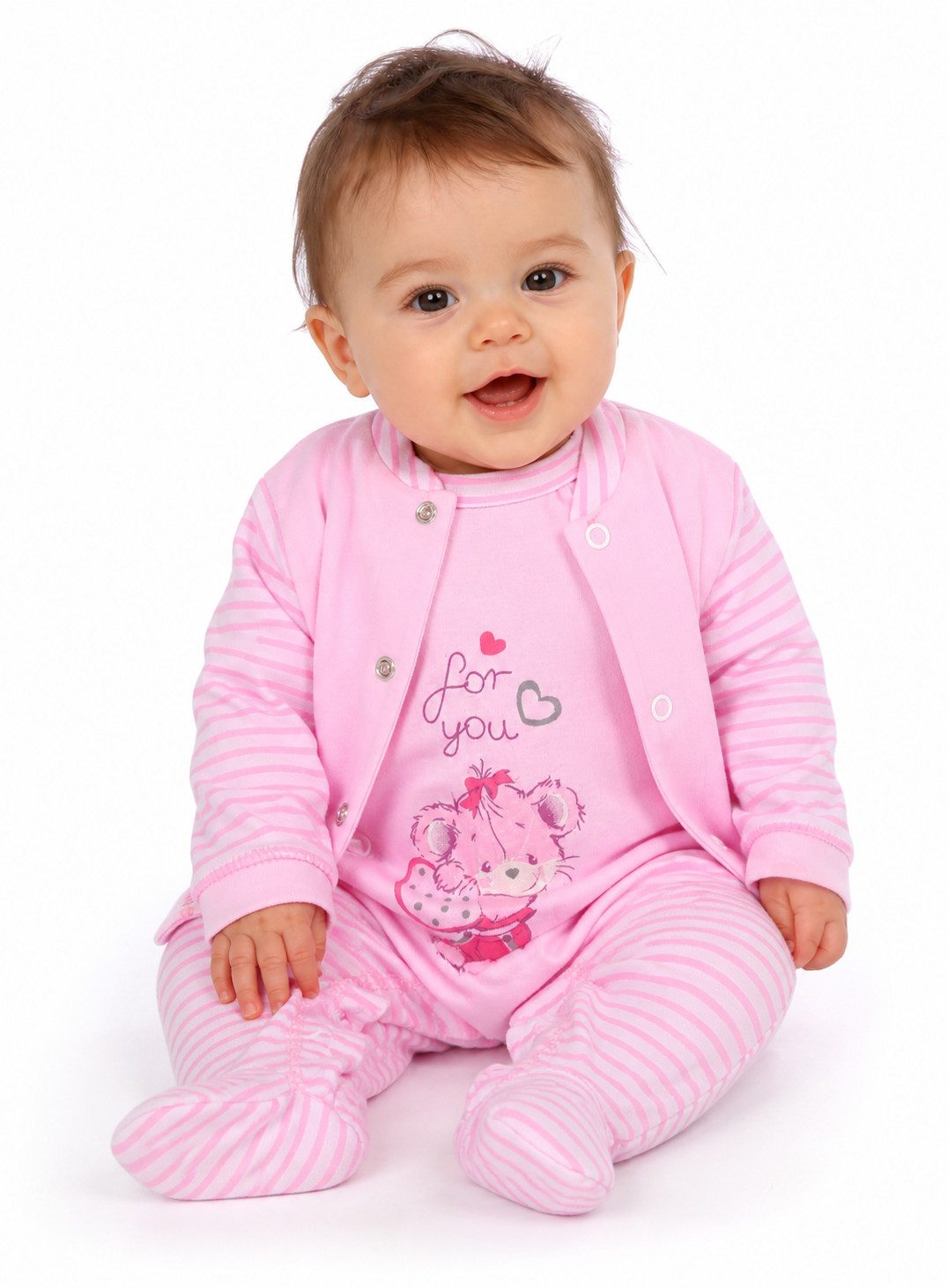 Strampler Stramplerhose und Hemdchen Baby Anzug in Rosa mit Mäuschen