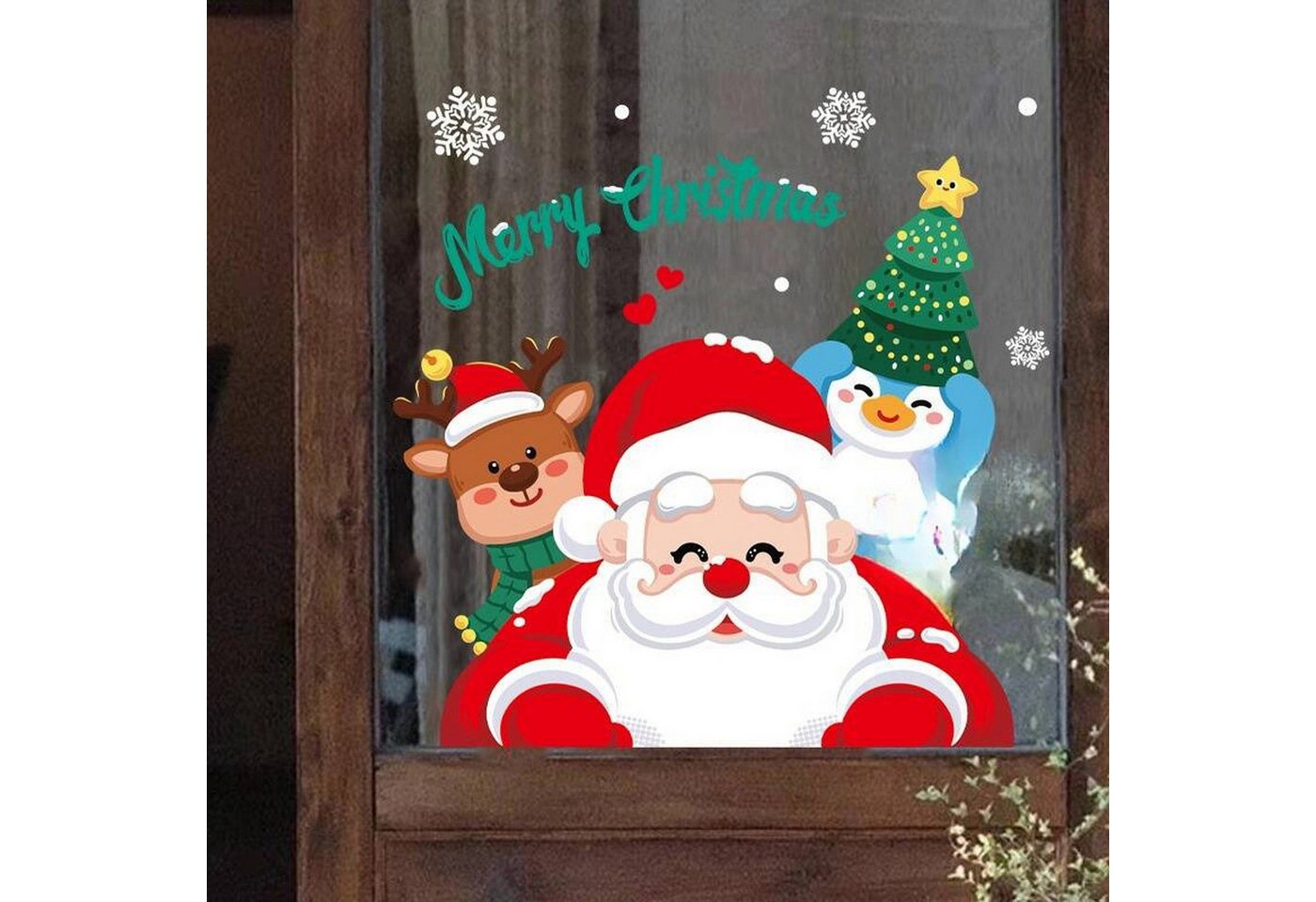 Thumbnail - YRIIOMO Sticker Selbsthaftende Weihnachtsfensteraufkleber aus EVA Material – UV Druck, (doppelseitig farbig, ideal für G...