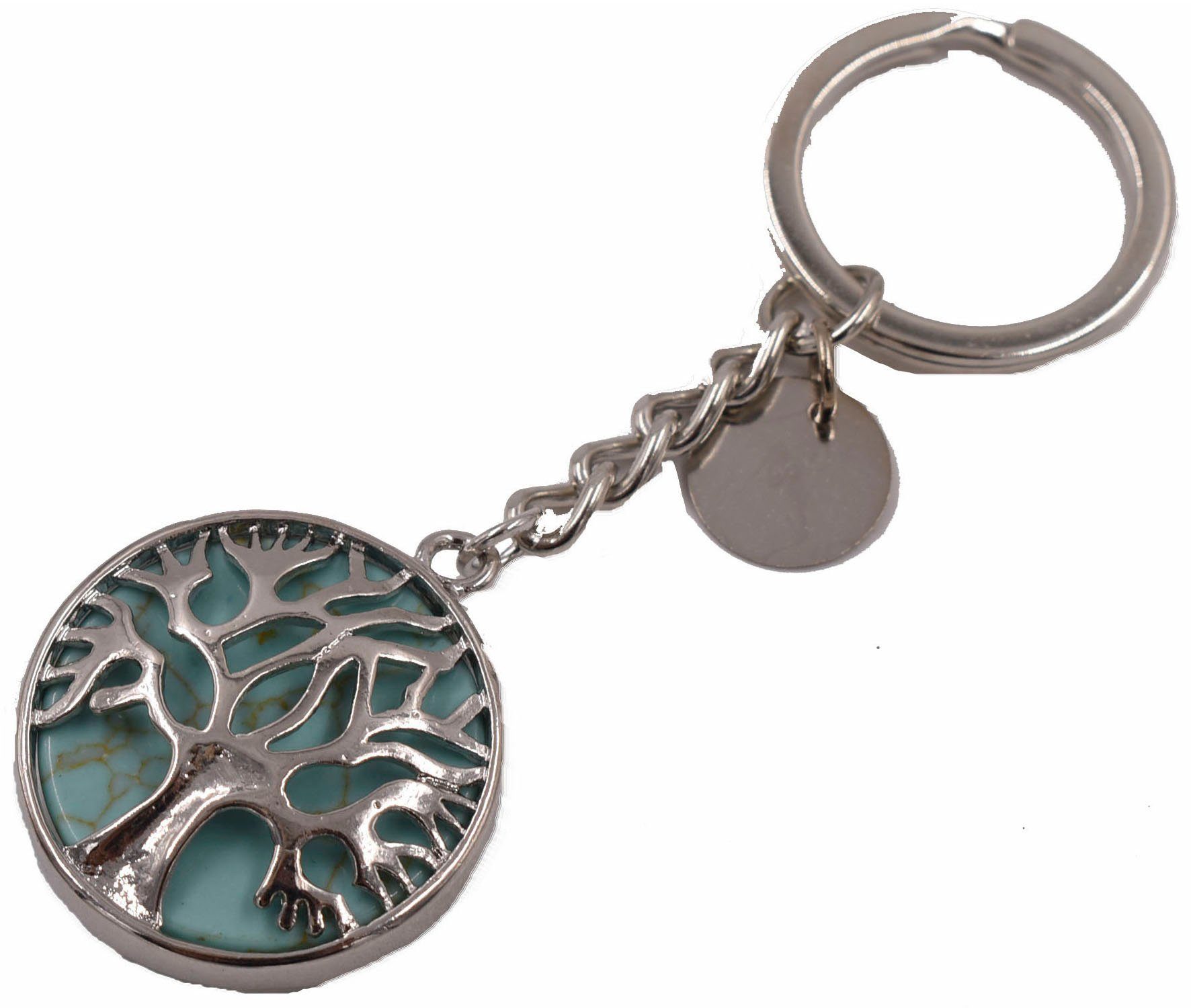 Firetti Schlüsselanhänger Schmuck Geschenk Lebensbaum, mit Rosenquarz, Türkis, Aventurin, Howlith oder Onyx