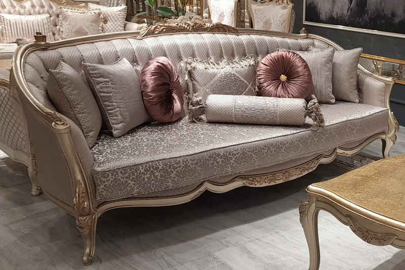 JVmoebel Sofa, Dunkel Beige Chesterfield Barock Dreisitzer Couch Polster Möbel