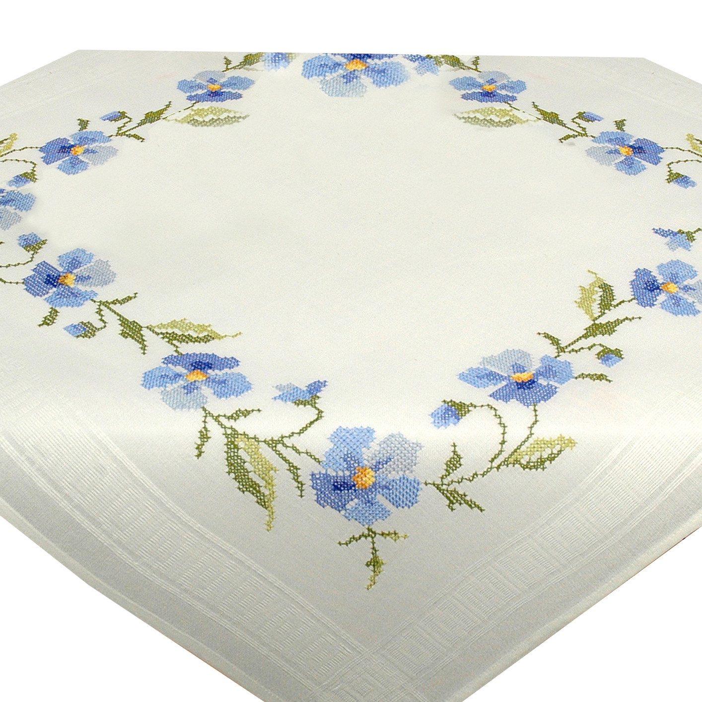 Delindo Lifestyle Kreativset Handarbeits-Stickpackung - Sticken im Kreuzstich - Blumen Motive, (Stickdecke vorgedruckt, Stickanleitung, Stickgarn), Sticktechnik: Kreuzstich