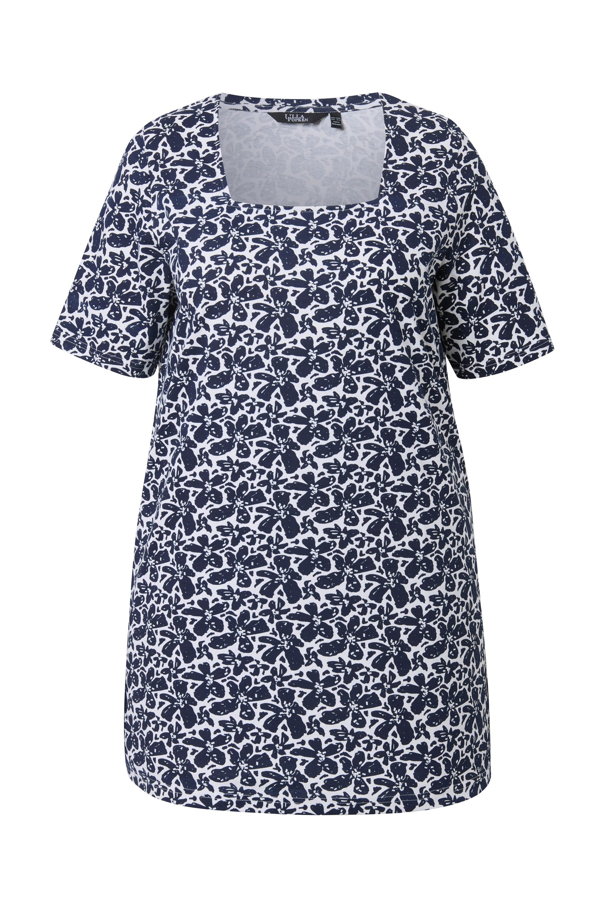 Ulla Popken Longshirt Longshirt A-Linie Carré-Ausschnitt Halbarm günstig online kaufen