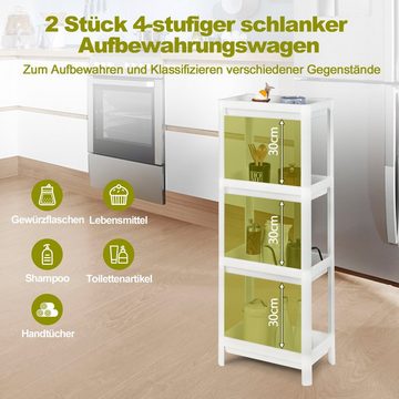 COSTWAY Standregal, Küche, 2er Set Nischenregal schmal, 36 x 23 x 99,5 cm