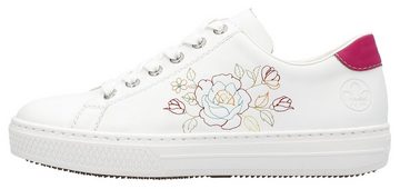 Rieker Sneaker mit seitlicher Blumenstickerei, Freizeitschuh, Halbschuh, Schnürschuh