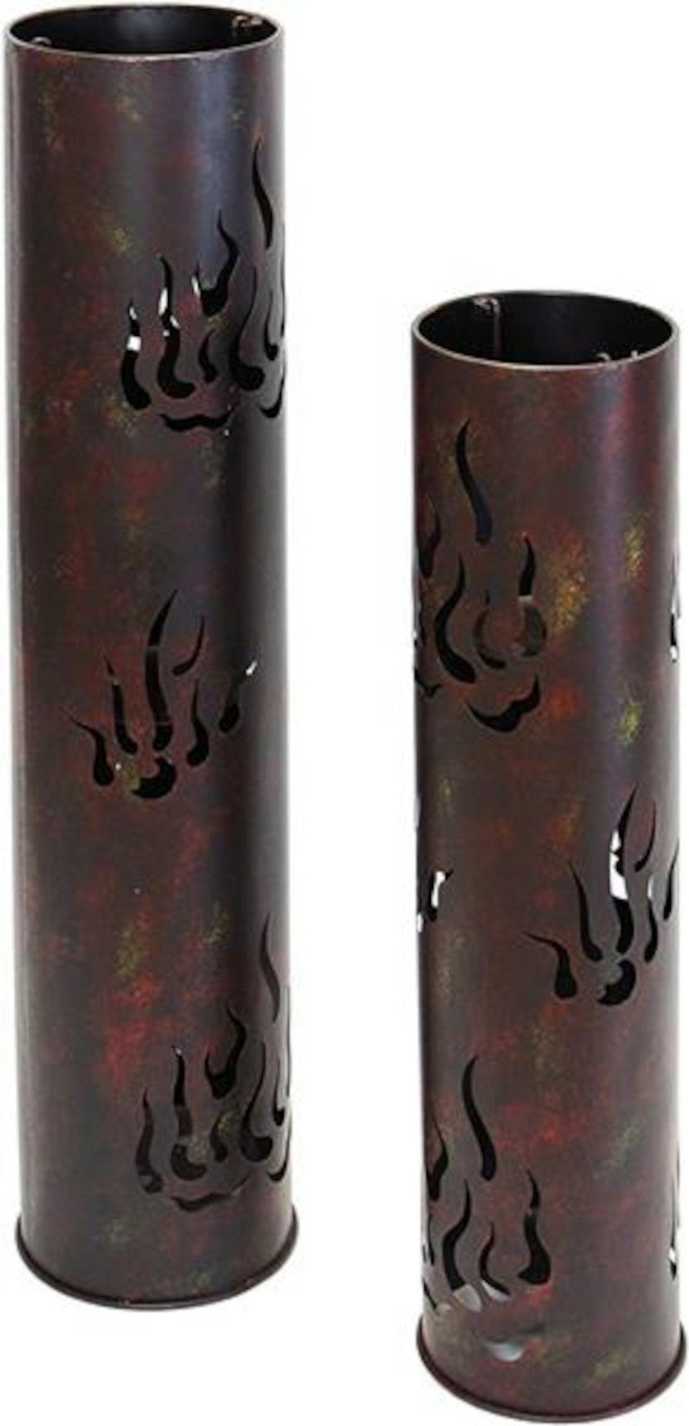 Frank Handels Standkerzenhalter Windlicht-Säule Flammen, 2er-Set, 18 x 80 cm, 20 x 99 cm