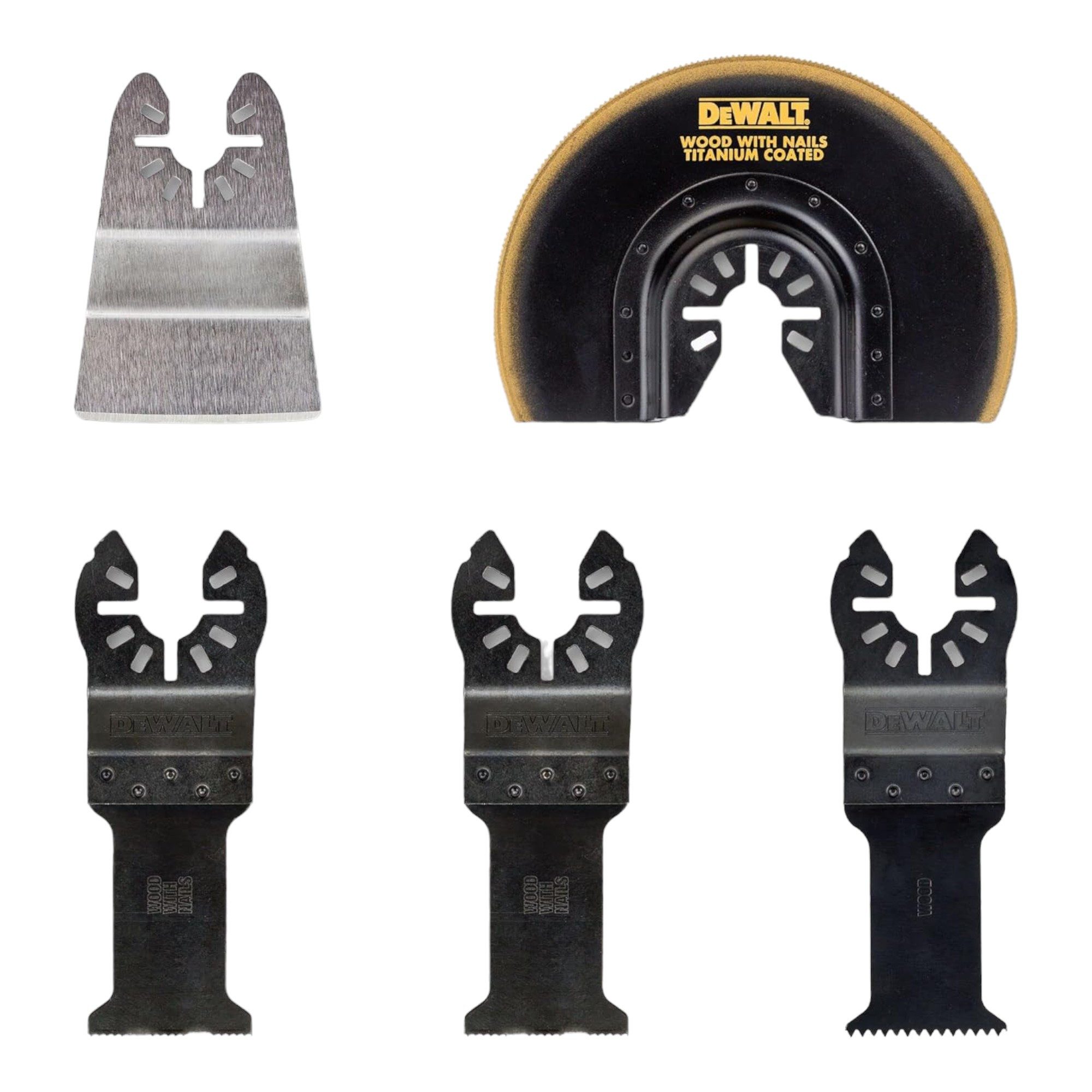DeWalt Akku-Multifunktionswerkzeug DT 20715-QZ Multitool Zubehör 5 tlg. für Holz, Kunststoff, Gipskarton