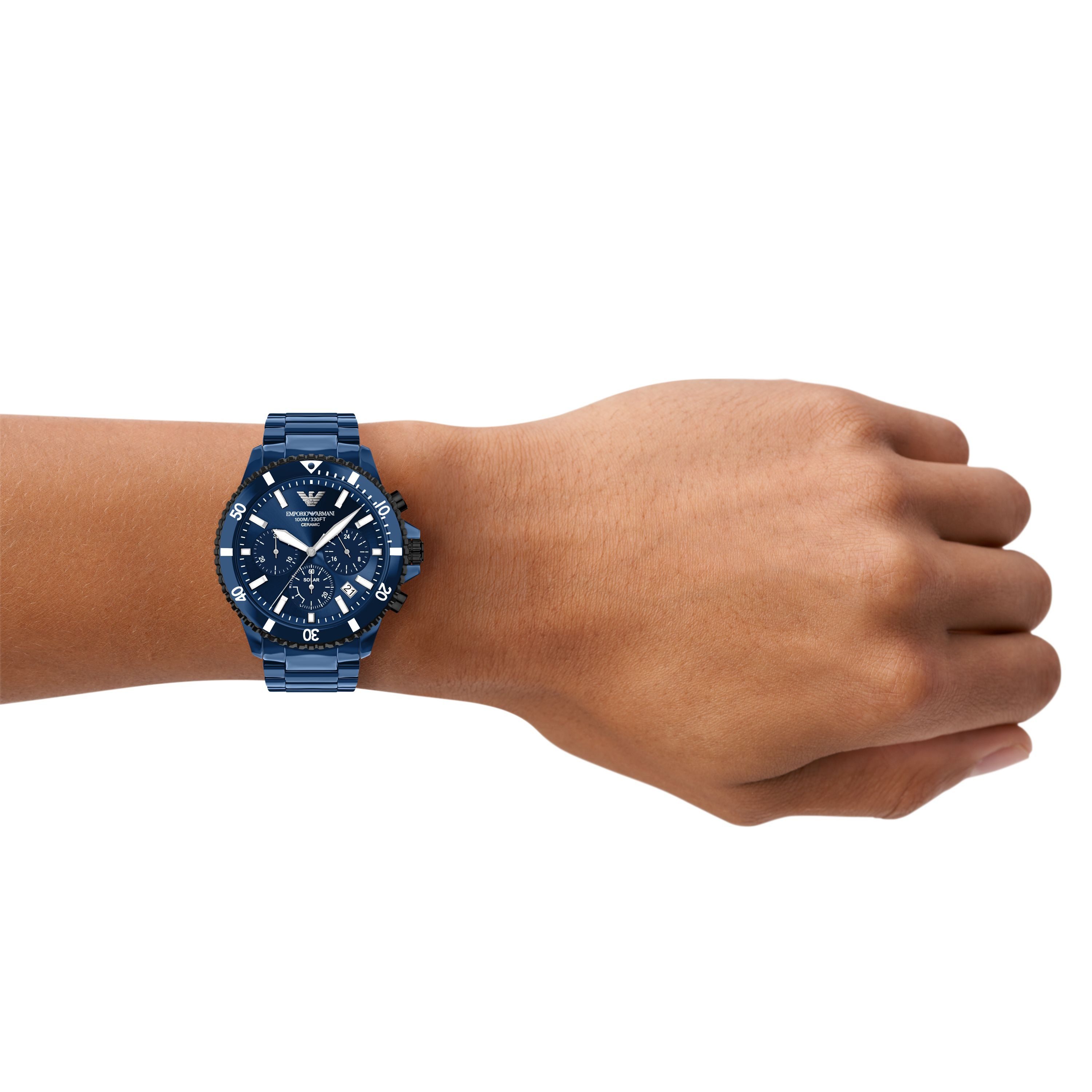 Emporio Armani Chronograph WORLD EXPLORER AR70024, Armbanduhr, Solar, Keramik, analog, Tag, Stoppfunktion – Bild 4 von 4