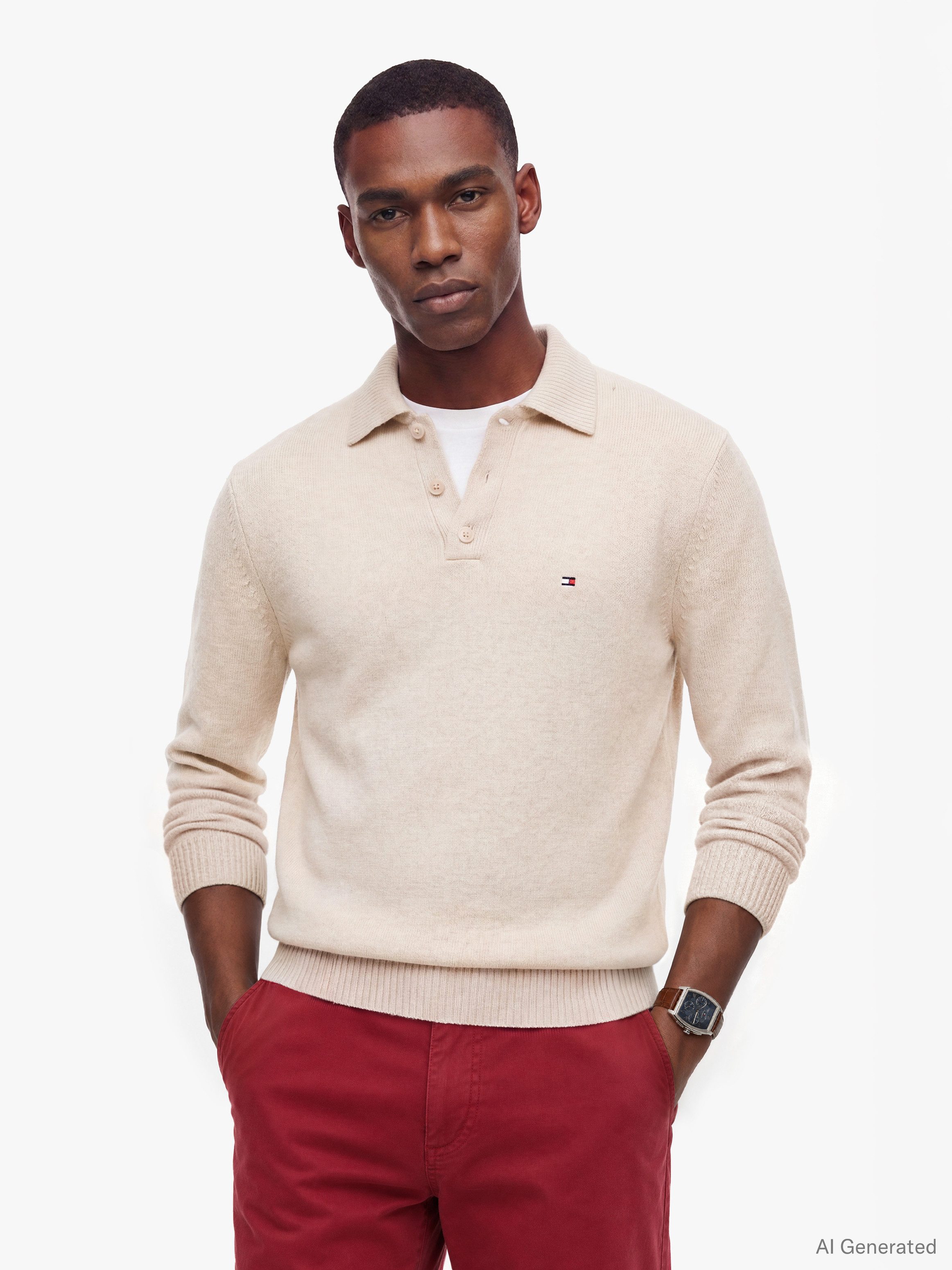 Tommy Hilfiger Polokragenpullover LAMBSWOOL LS POLO aus reiner Lammwolle