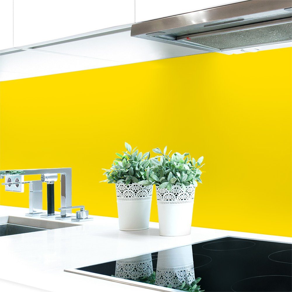 DRUCK-EXPERT Küchenrückwand Küchenrückwand Gelbtöne 2 Unifarben Premium Hart-PVC 0,4 mm selbstklebend Verkehrsgelb ~ RAL 1023