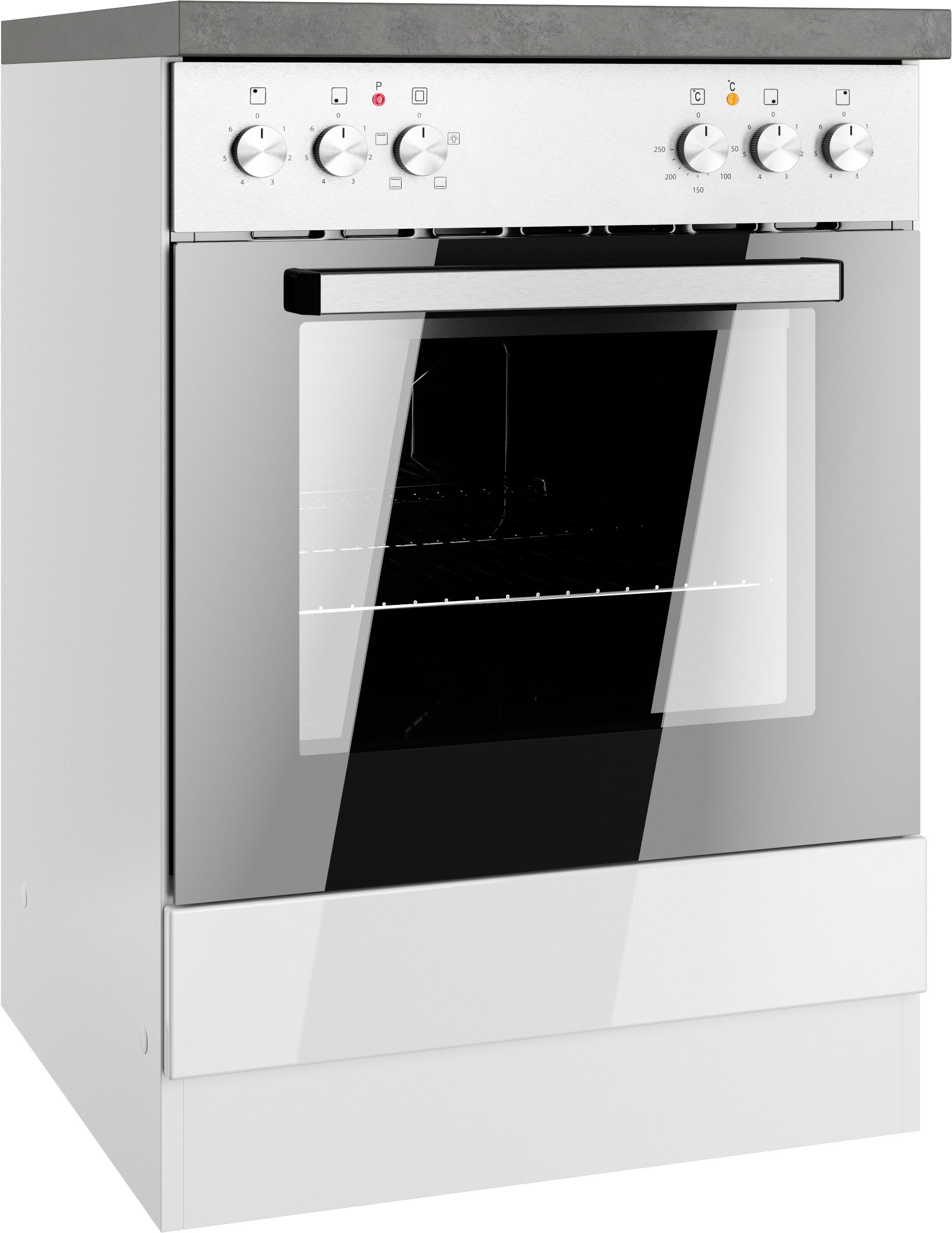 KOCHSTATION Herdumbauschrank KS-Virginia,neu in verbesserter Ausführung (Stauraum) Breite 60 cm, Höhe 85 cm, Nische für Ofen B/H/T: 56/59/55 cm