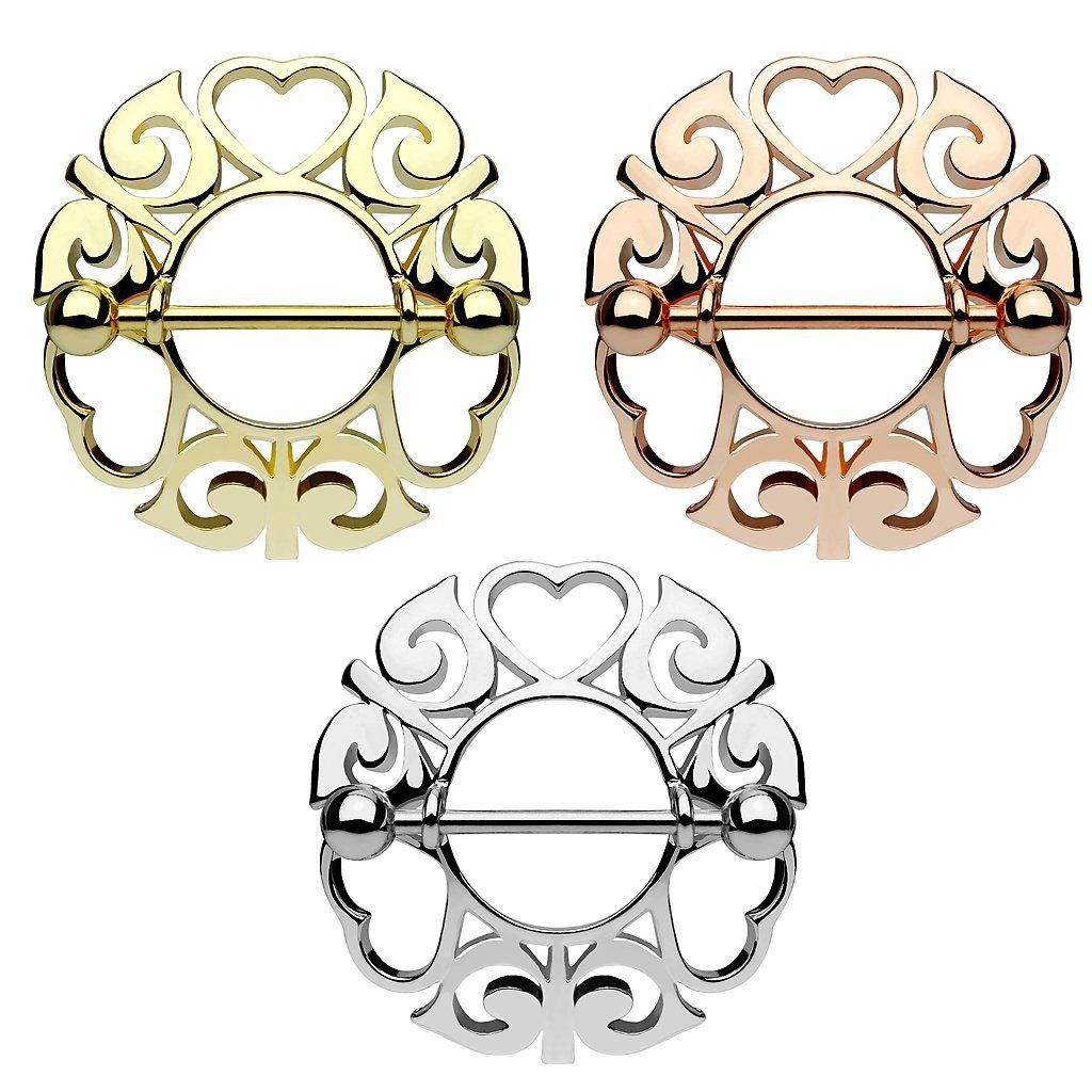 Taffstyle Intimpiercing Intimpiercing Schmuck Schild Tribal Herz, Intim Brustpiercing Brustwarzen Barbell Brust Piercing Schmuck Schild