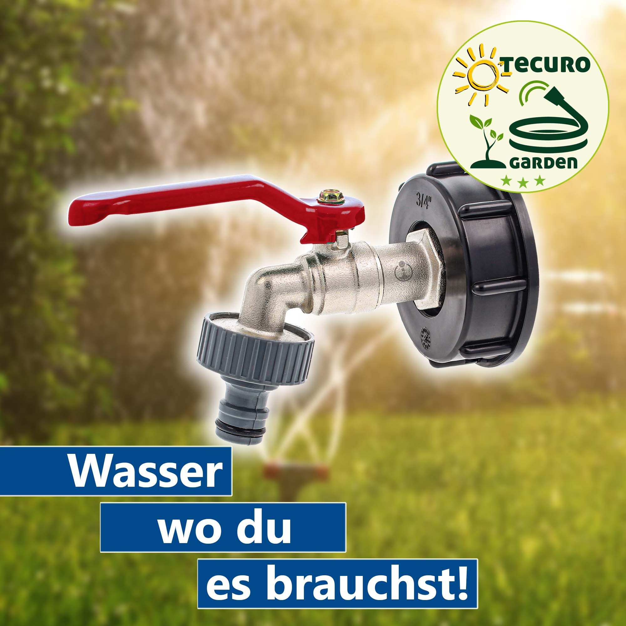 tecuro Regenwassertank Kugelauslaufventil mit Steckkupplung/Schnellkupplung und IBC Adapter
