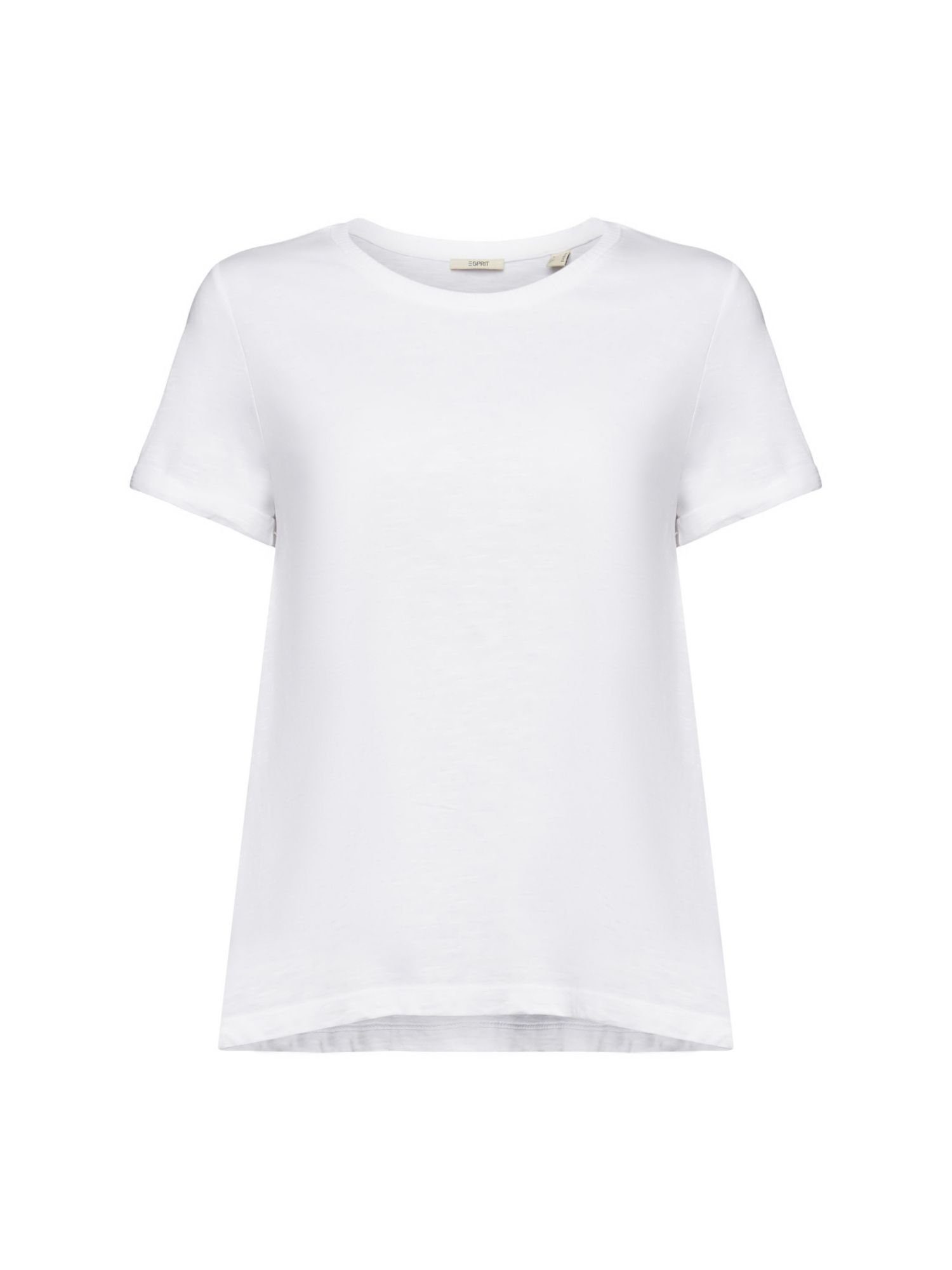 Esprit T-Shirt Klassisches Rundhals-T-Shirt, 100 % Baumwolle (1-tlg) WHITE