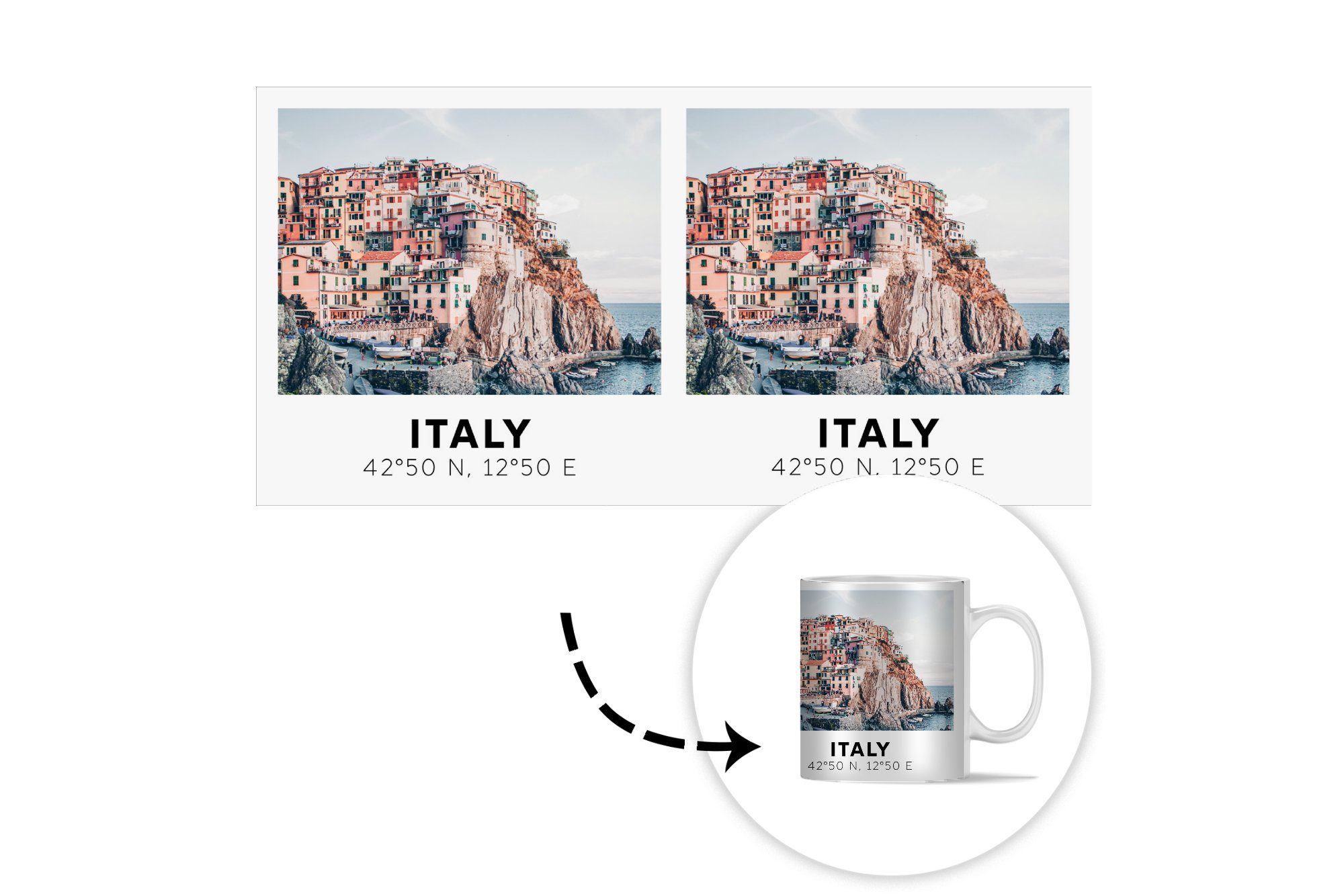 Geschenk Keramik, Teetasse, Häuser Becher, MuchoWow - Berg, - Tasse Teetasse, Italien Kaffeetassen,