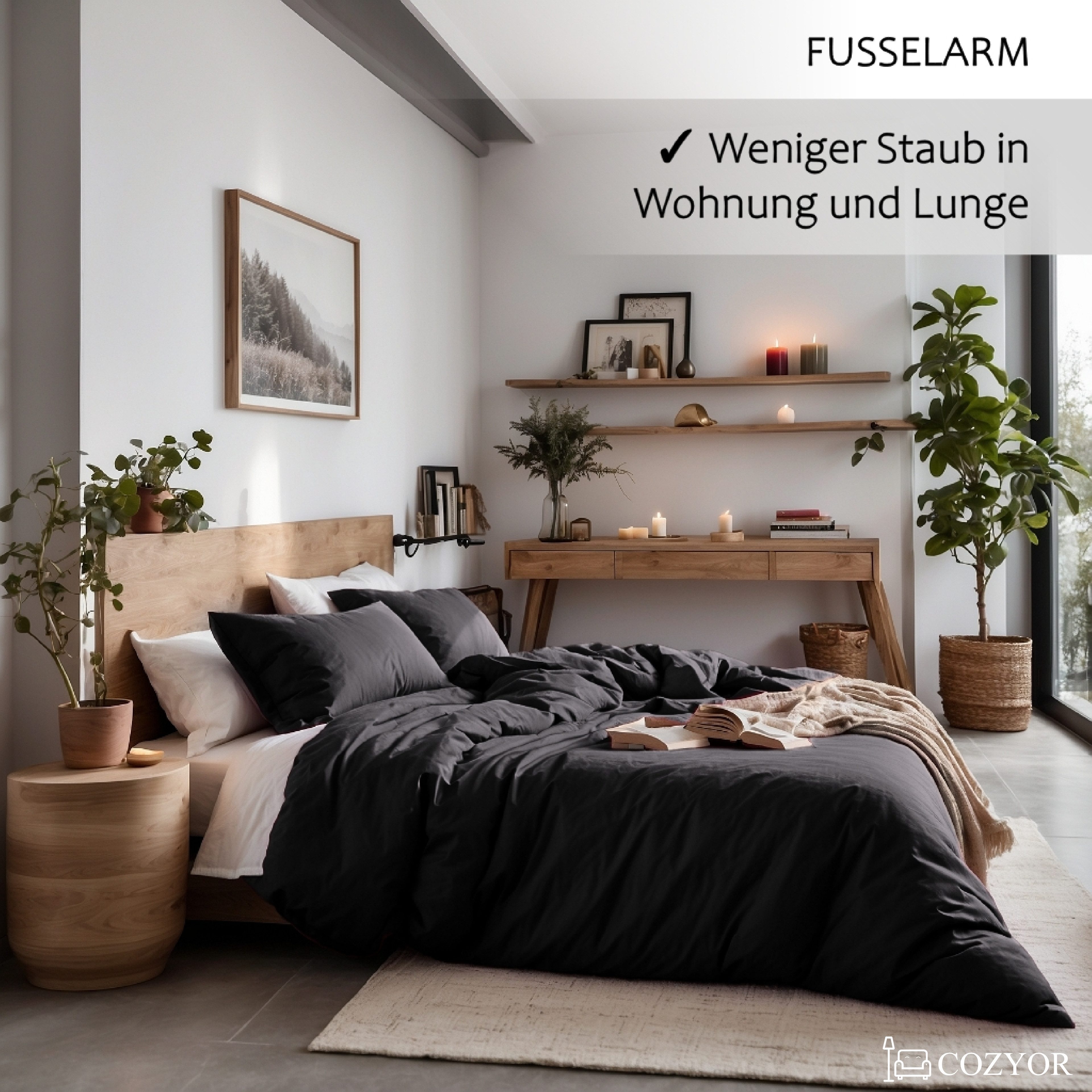Cozyor Bettwäsche Allergiker Bettwäsche extra weich, 135x200 155x200 155x220 200x200, Mikrofaser, 2 teilig, allergikerfreundlich – Bild 3 von 5