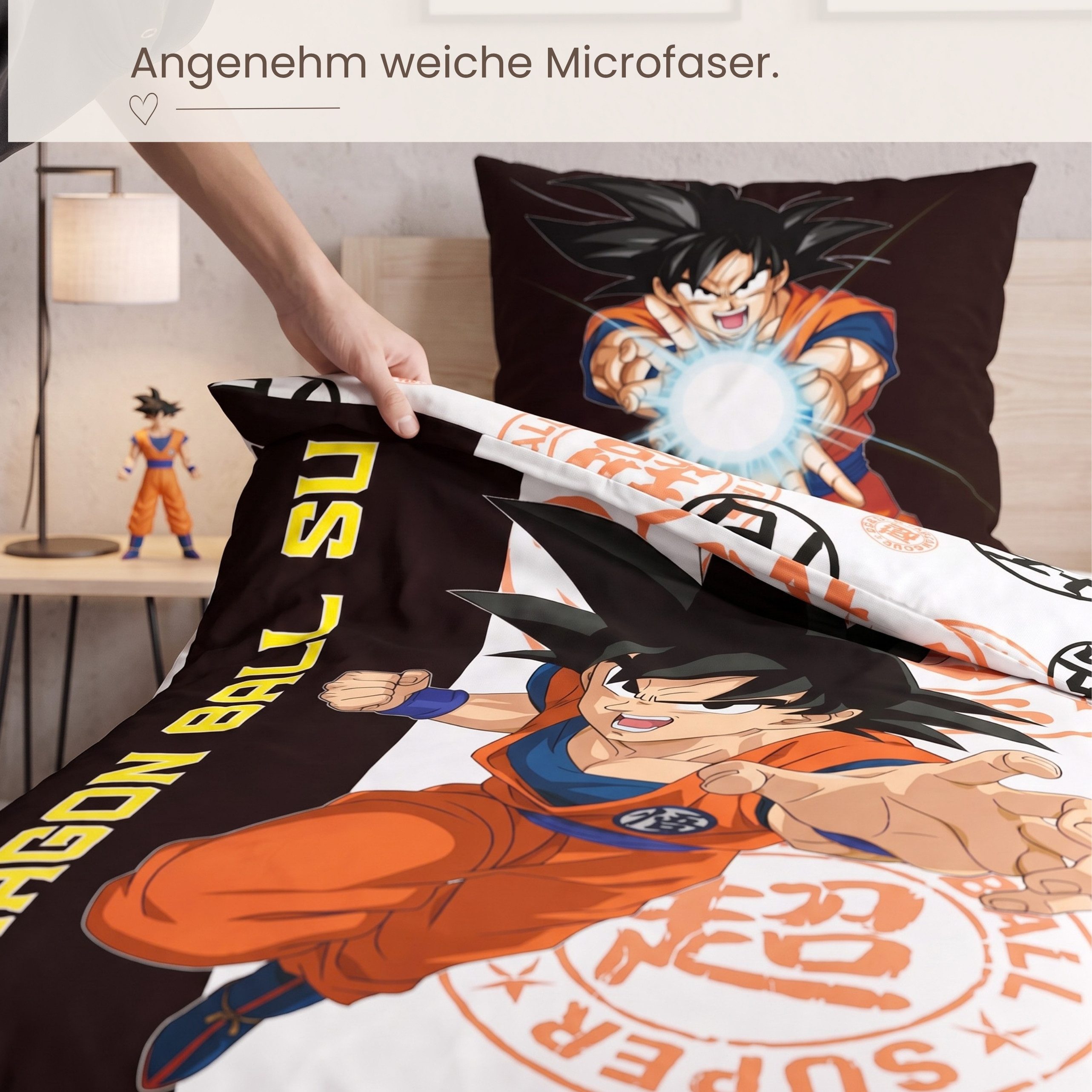 MTOnlinehandel Bettwäsche Dragon Ball Super 135x200 cm, Son Goku, 100& Polyester, 2 teilig, Wendebettwäsche mit Kamehameha-Motiv für Anime- & Manga-Fans – Bild 5 von 5