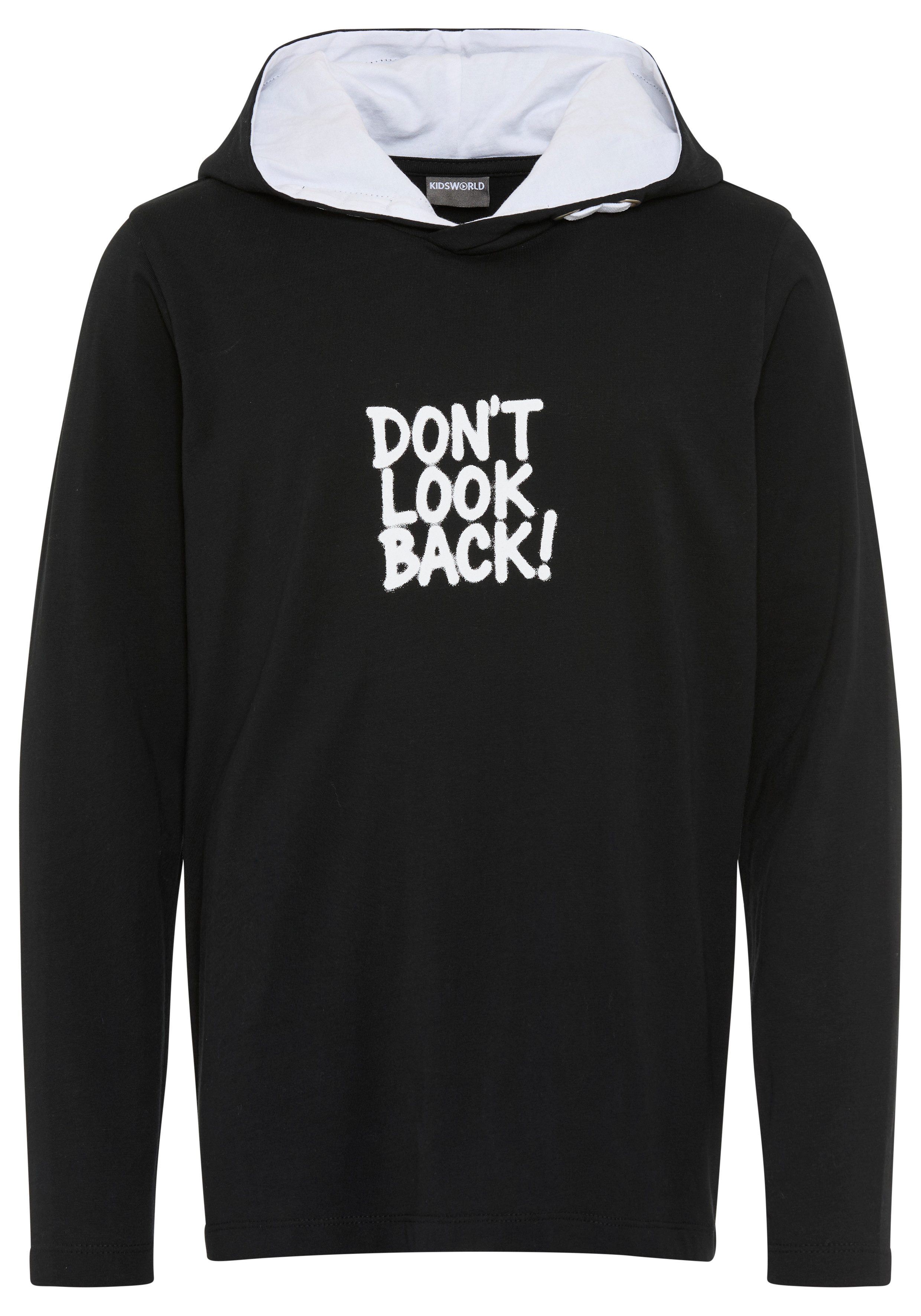 KIDSWORLD Kapuzenshirt Kapuzenshirt mit Spruch: DON'T LOOK BACK Langarm, bedruckt, aus Baumwolle und Polyester – Bild 4 von 5