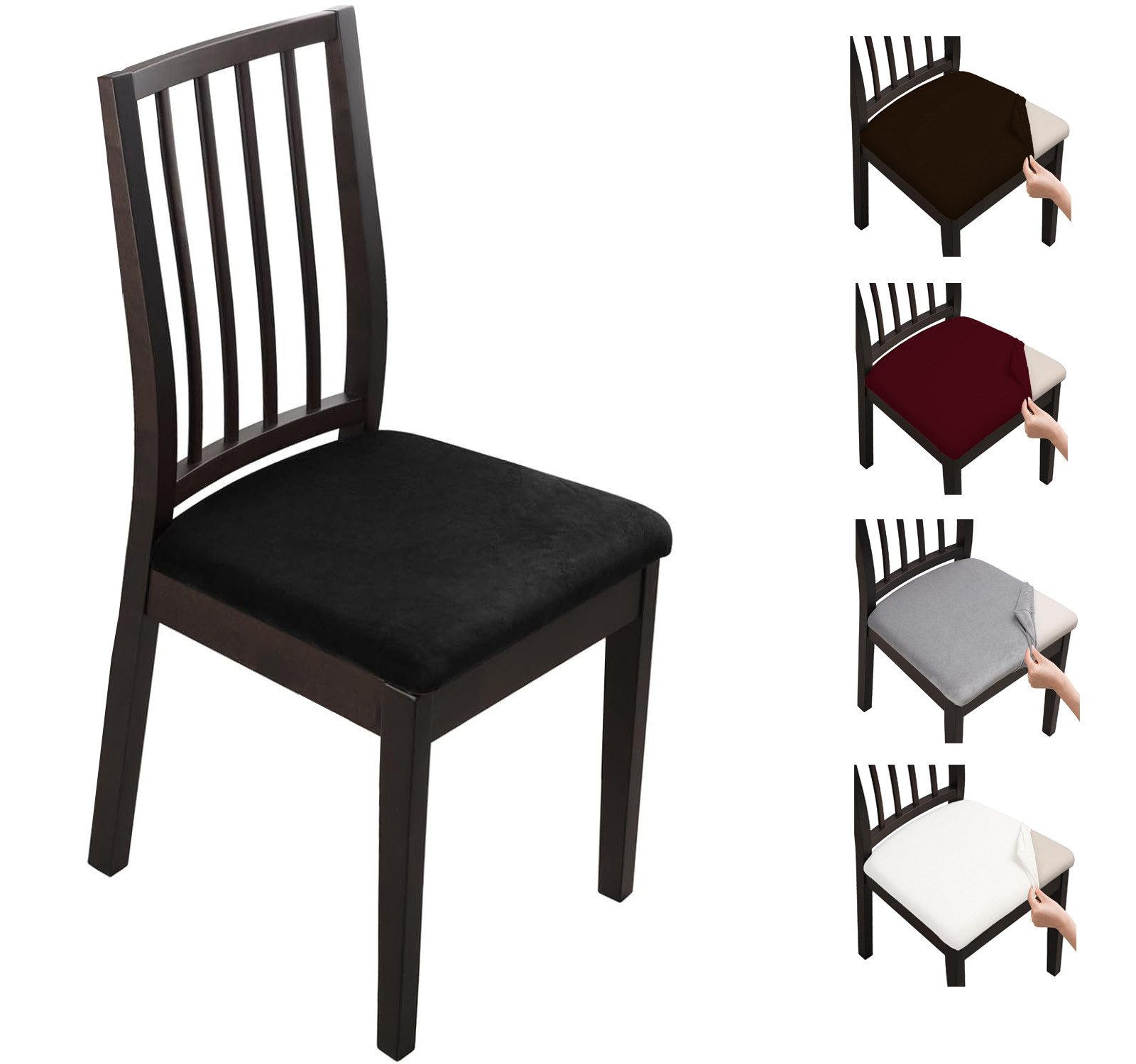 Coonoor Stuhlhusse Esszimmerstuhlbezug, Samt Stuhlhusse, elastische Sitzkis günstig online kaufen