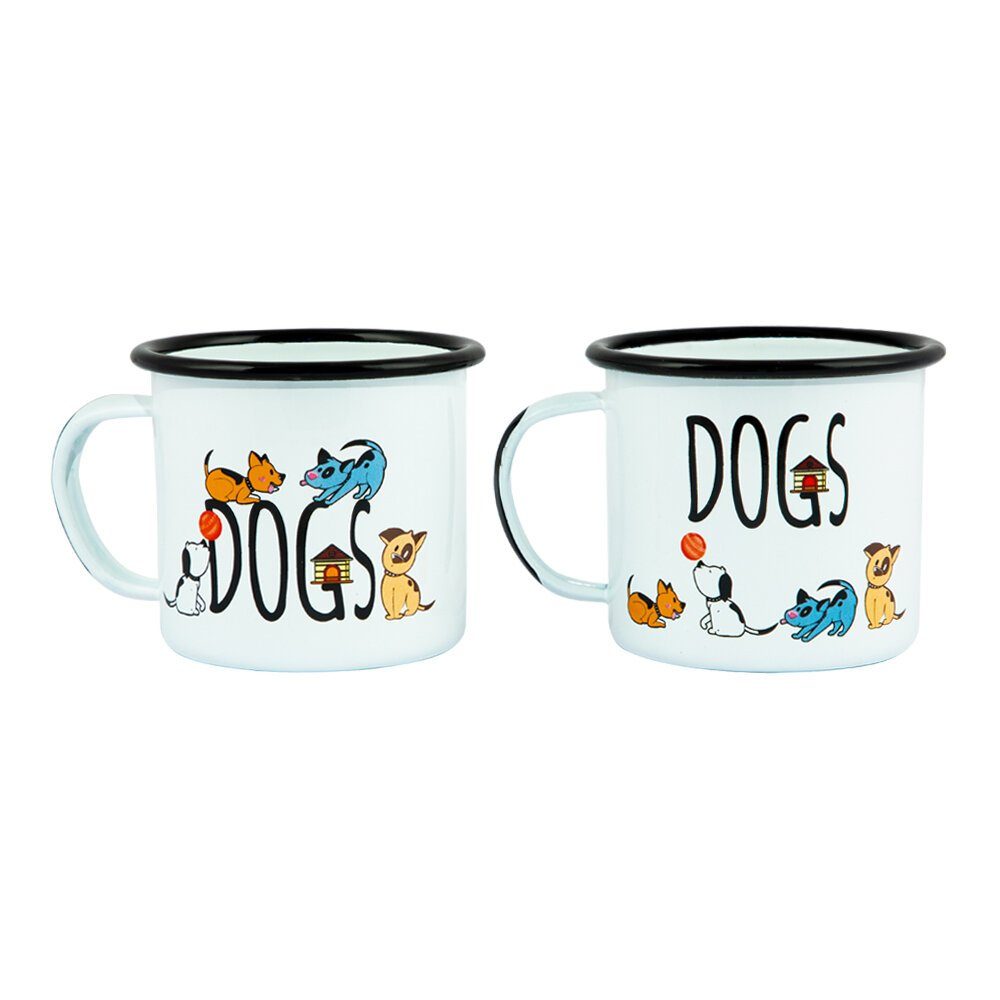 BIGGDESIGN Emaille Biggdesign Gemustert Mug Set, Tasse Dogs Rasiermug Emaille