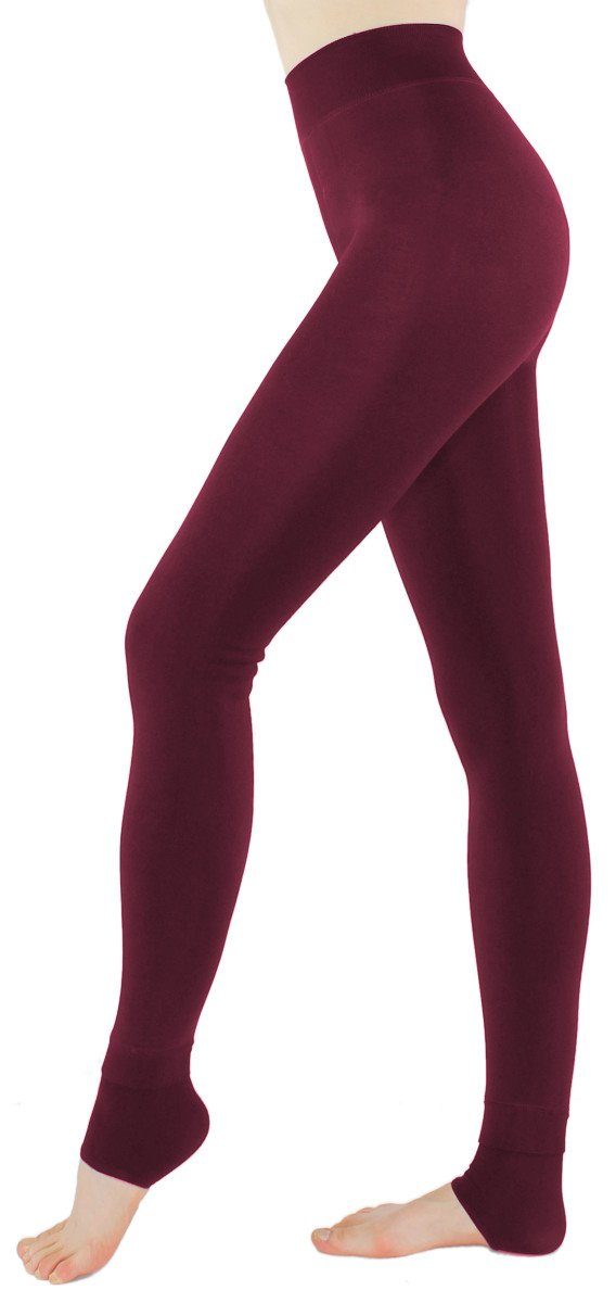 dy_mode Thermoleggings Damen Dunkelrot Thermo Fußknöchel-Verlängerung mit Leggins Leggings Winterleggings Unifarben, Gefütterte