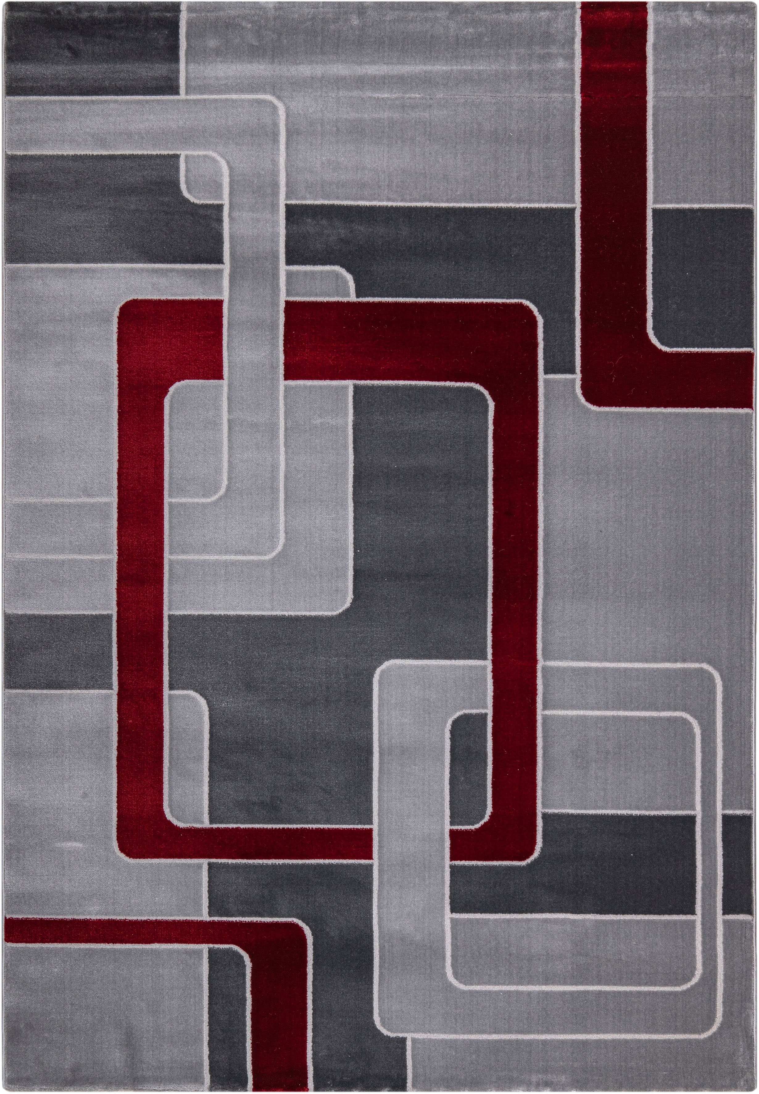 elegant Anesa, handgearbeitetem rechteckig, rot Höhe: 12 Home Konturenschnitt, flach, affaire, Kurzflor, mit Teppich mm,