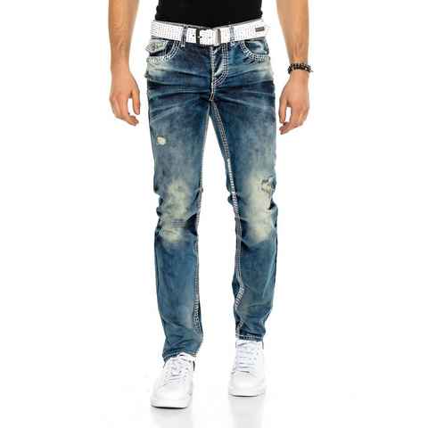 Cipo & Baxx Bequeme Jeans im coolen Used-Look Straight Fit