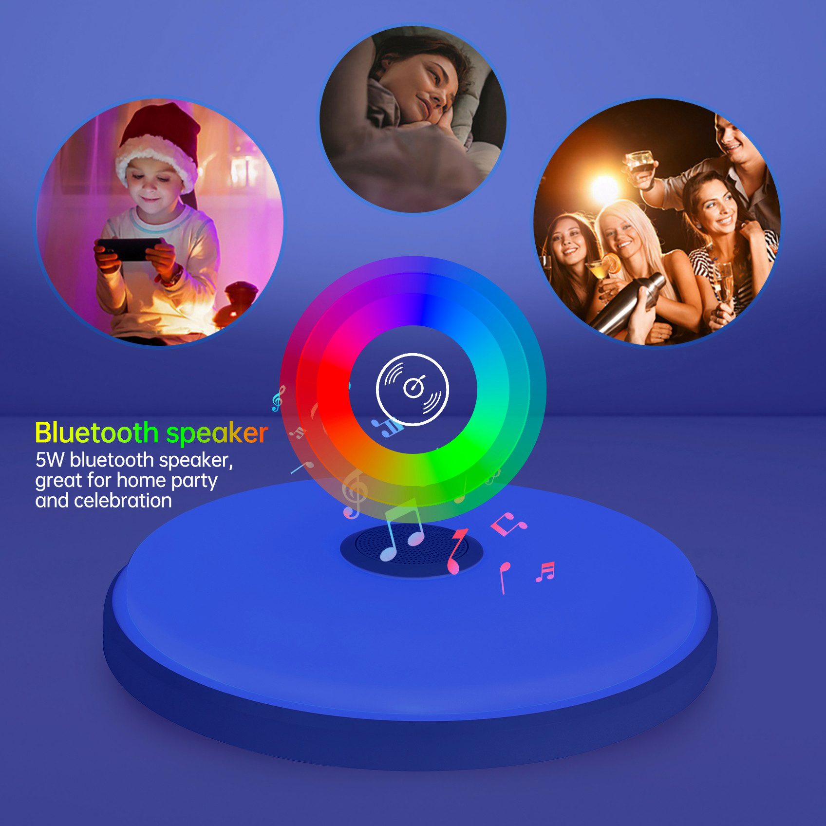 JDONG Deckenleuchte Dimmbar mit Bluetooth Lautsprecher 30/40/50/60CM, Deckenlamp mit Fernbedienung 3000-6500k RGB Farbwechsel, APP-Steuerung Musikwiedergabe für Schlafzimmer Kinderzimmer