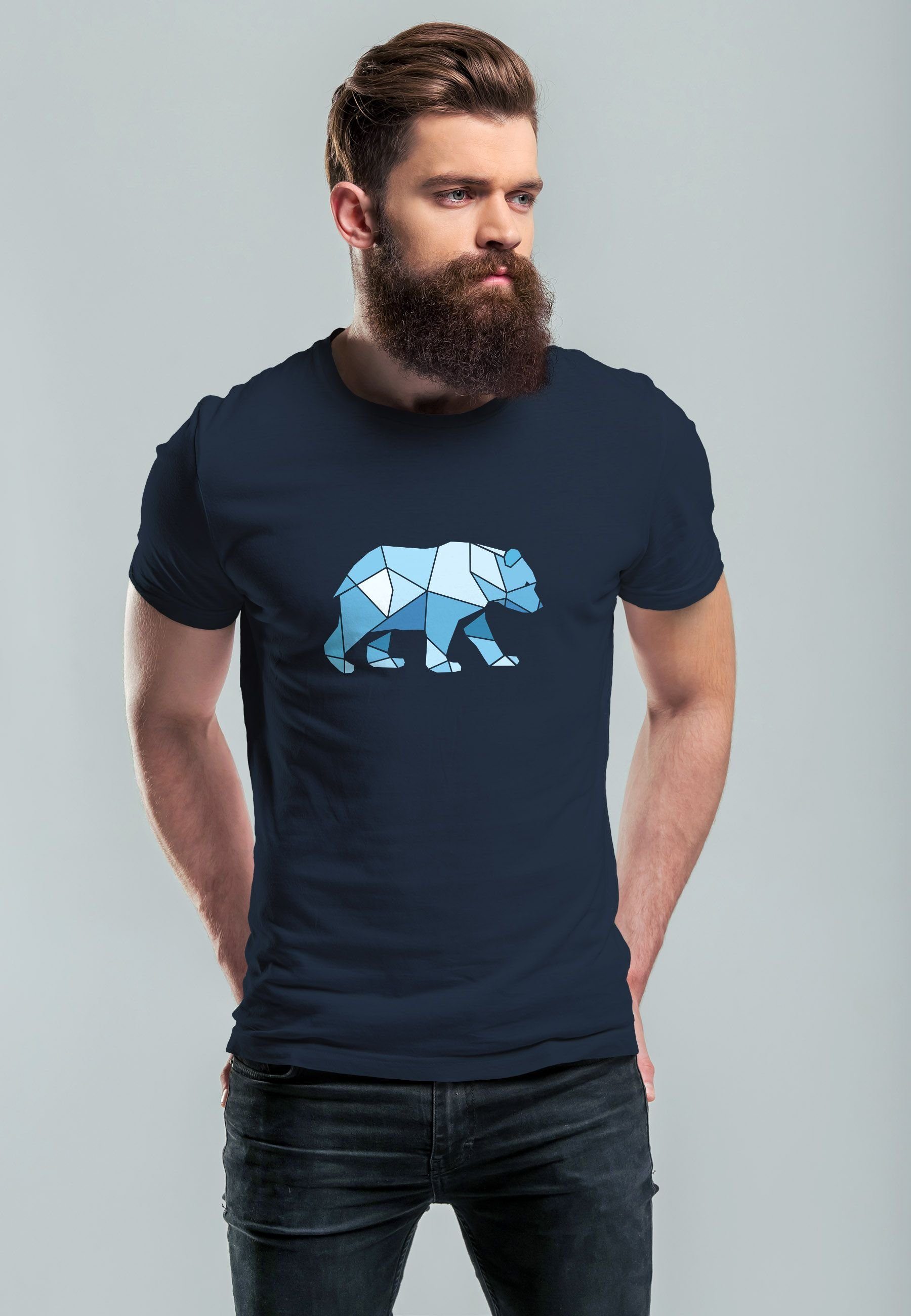 Neverless Print-Shirt Herren T-Shirt Polygon Grafik günstig online kaufen